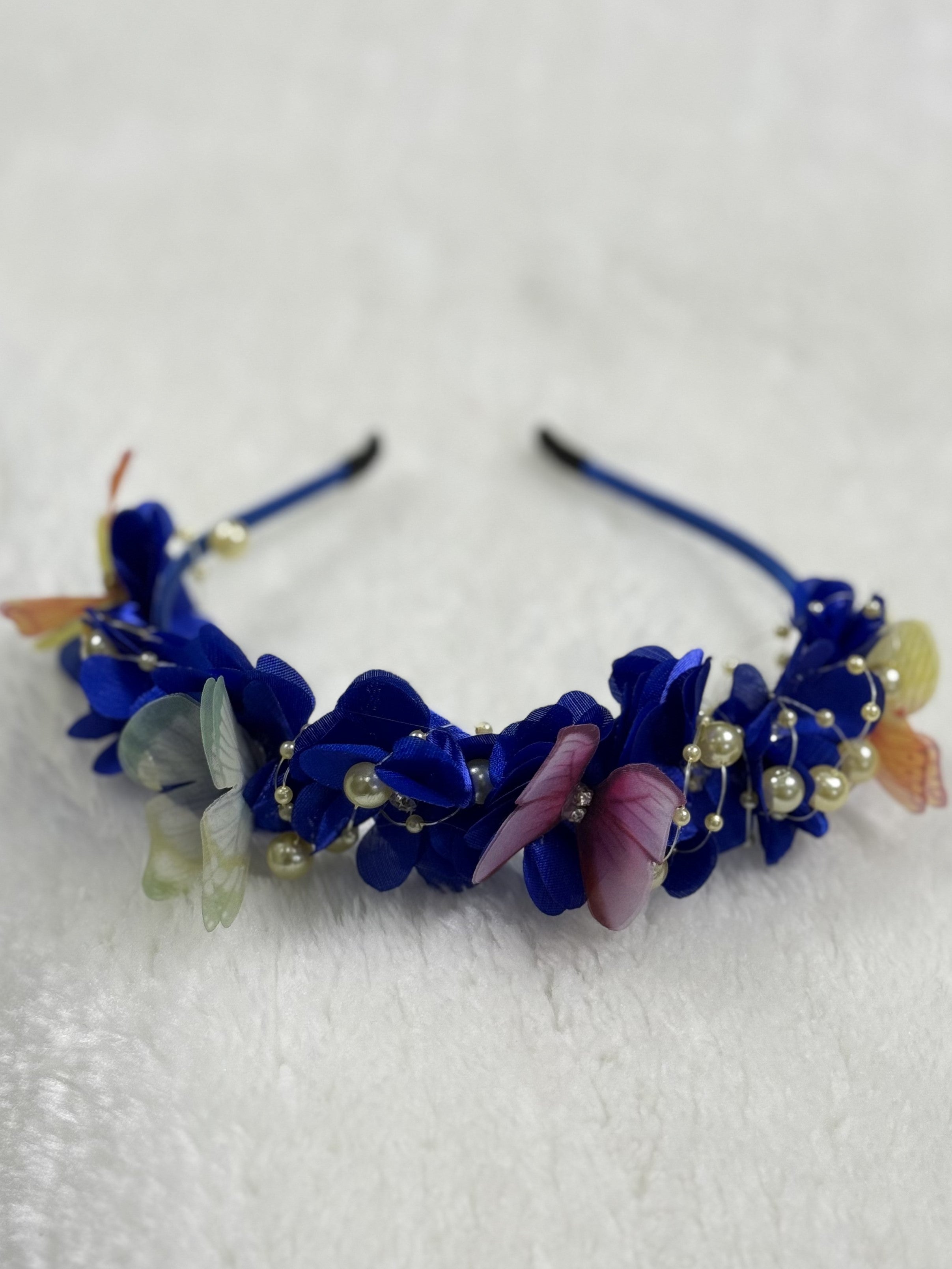 Luxury Designer Kids Wear Online, Royal Blue Floral Headband