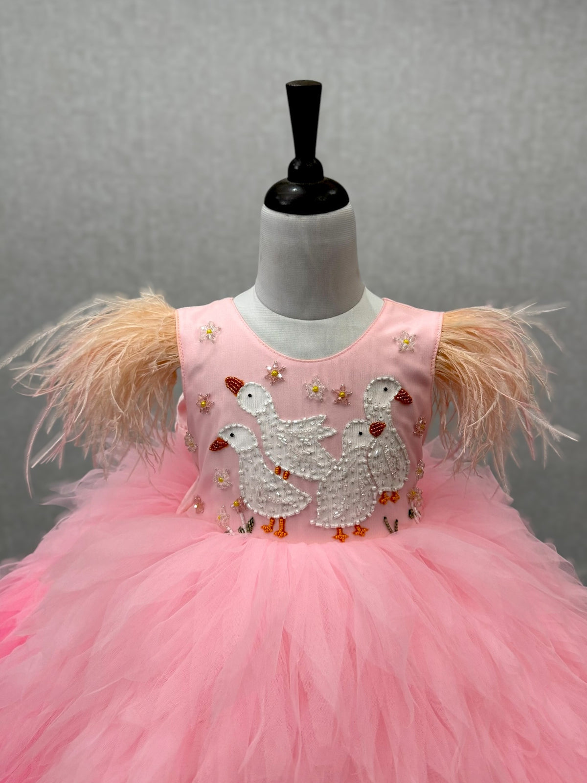 Blush Swan Feather Princess Gown