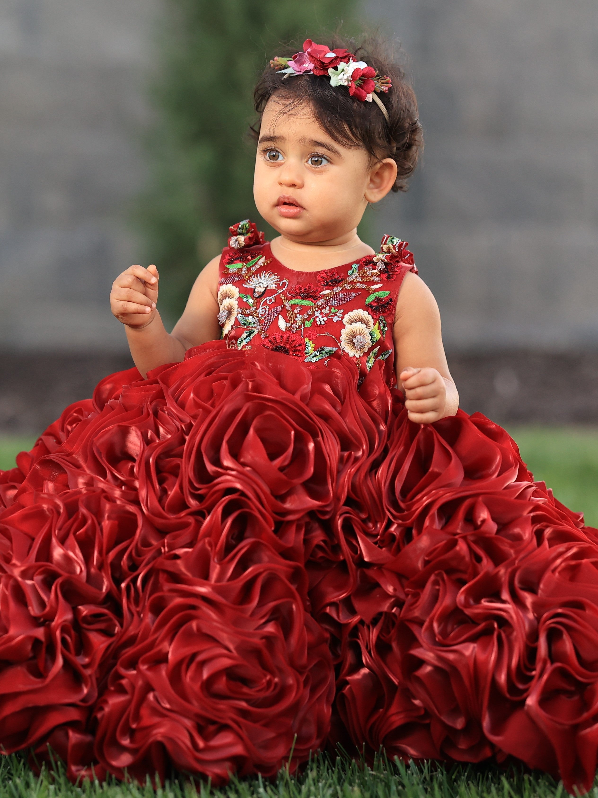 Crimson Rose Bloom Gown