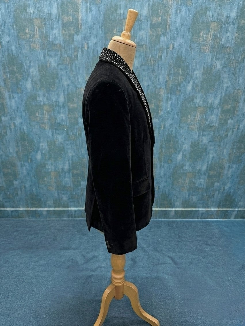 Black Velvet Tuxedo Blazer, Sowmyz Couture