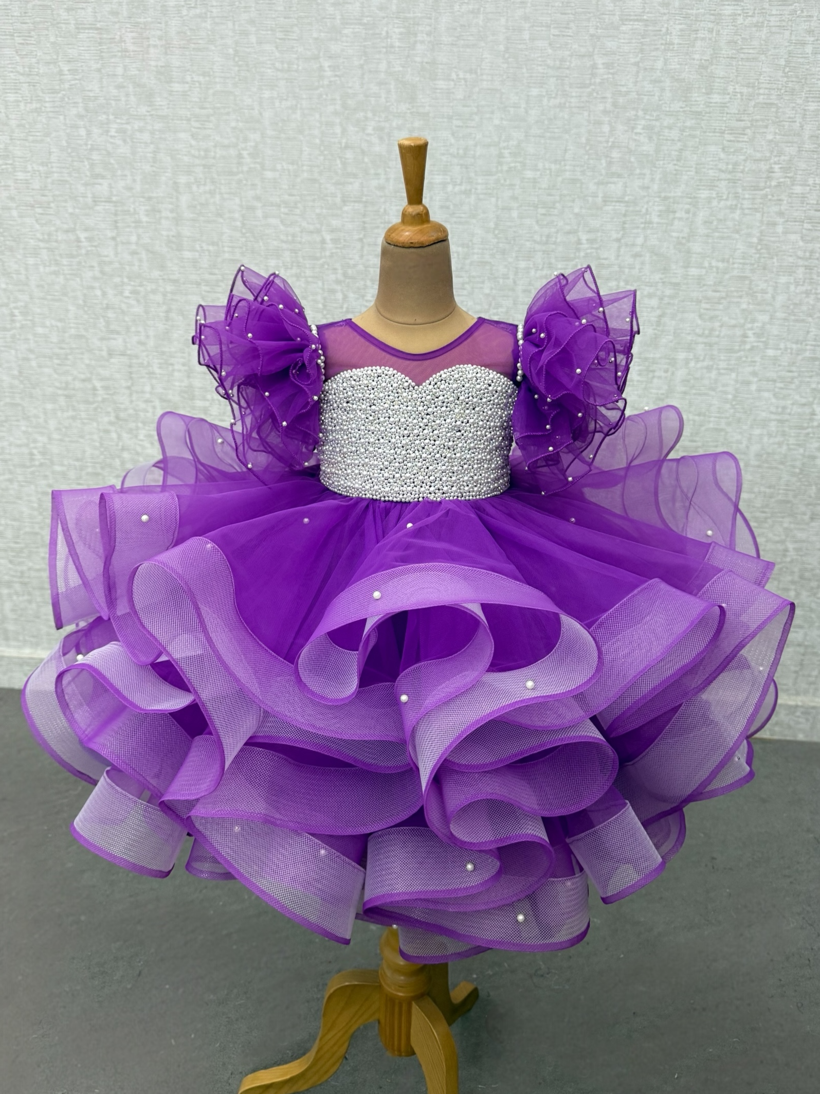 Baby Girl Birthday Party Frocks, Purple Ruffle Flower Girl Dress