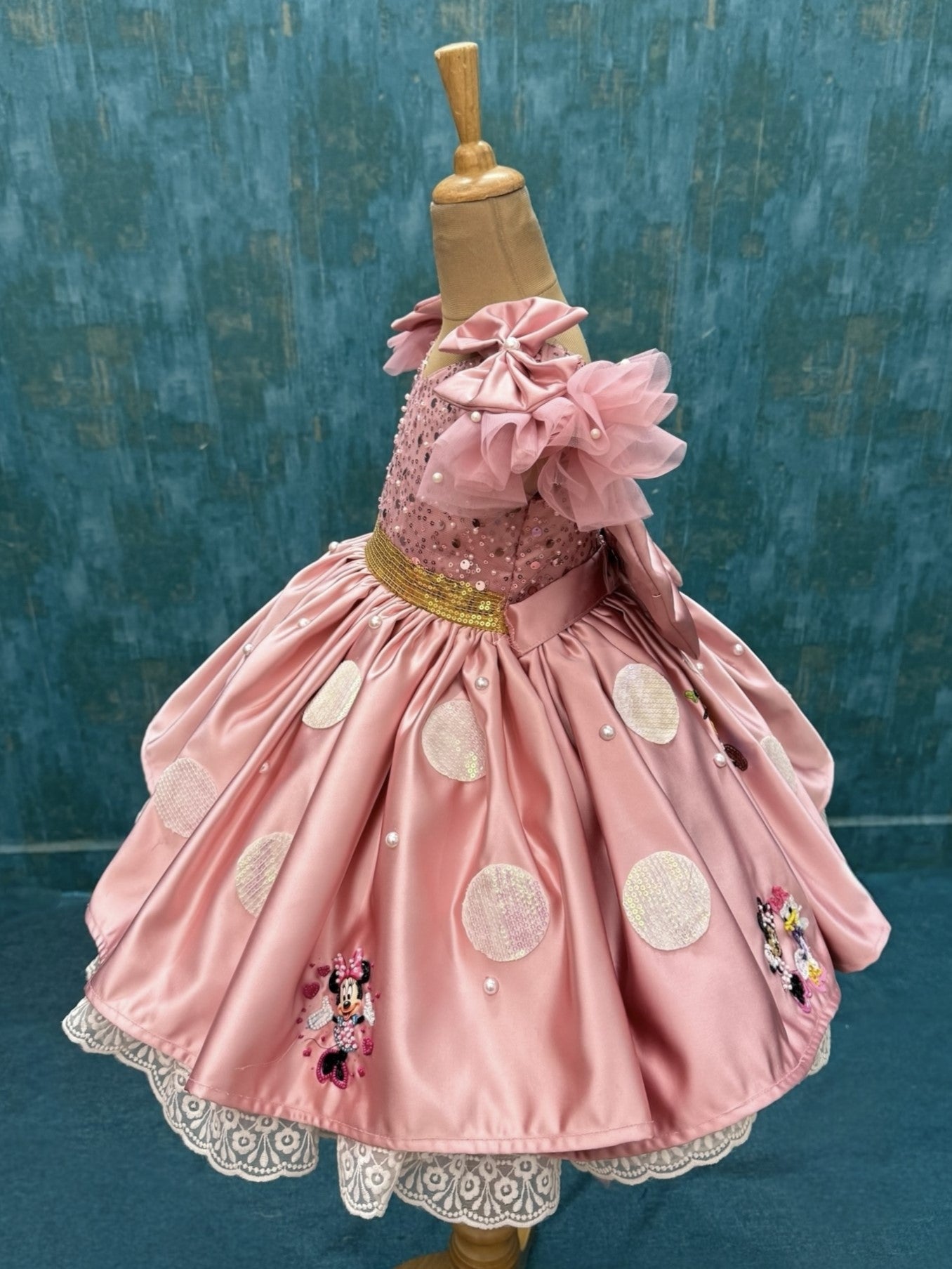 Blush Pink Sparkle Bow Delight Princess Designer Party Dress