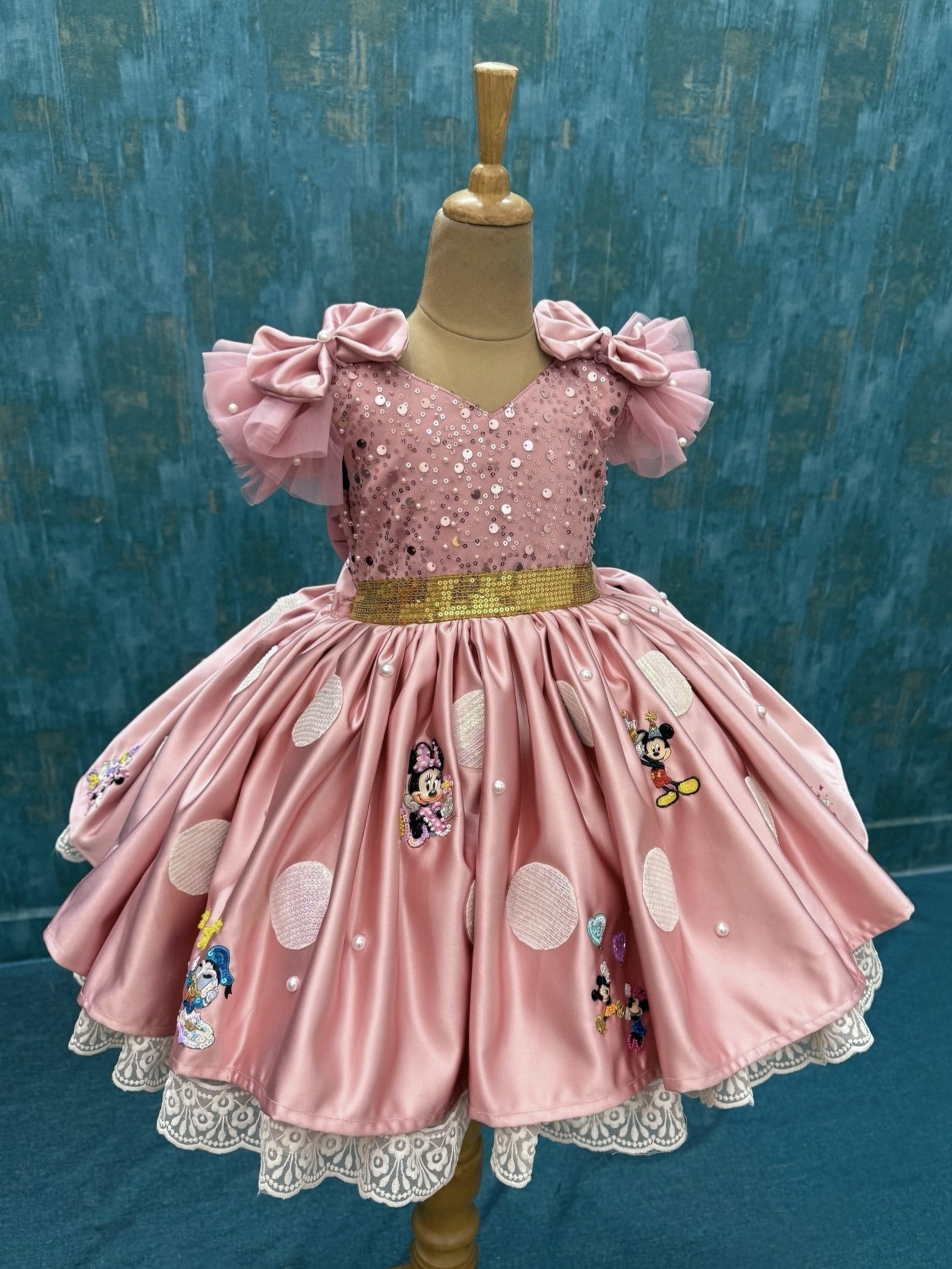 Blush Pink Sparkle Bow Delight Princess Designer Party Dress