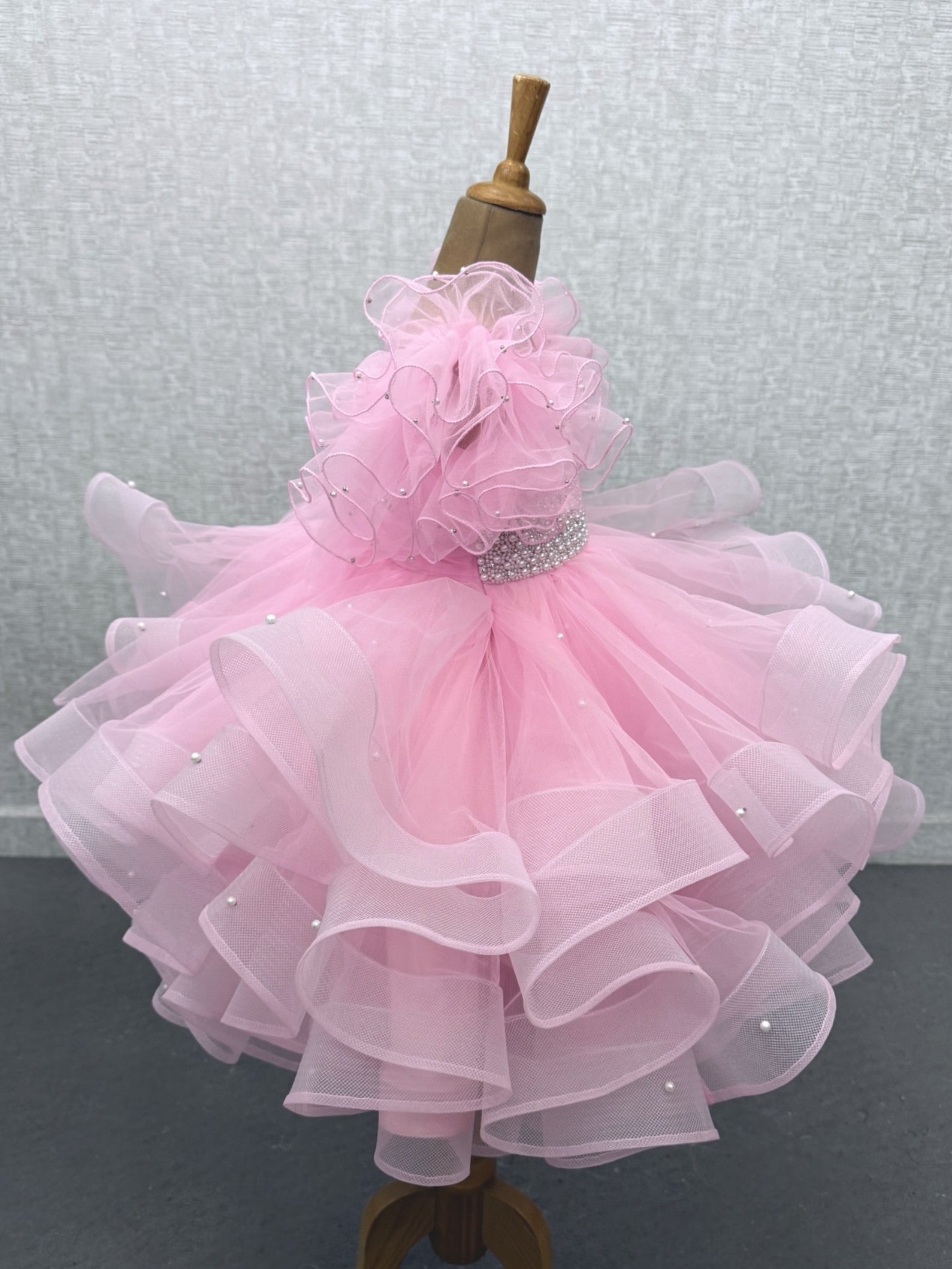 Kids Partywear Gown Online, Pink Flower Girl Dress