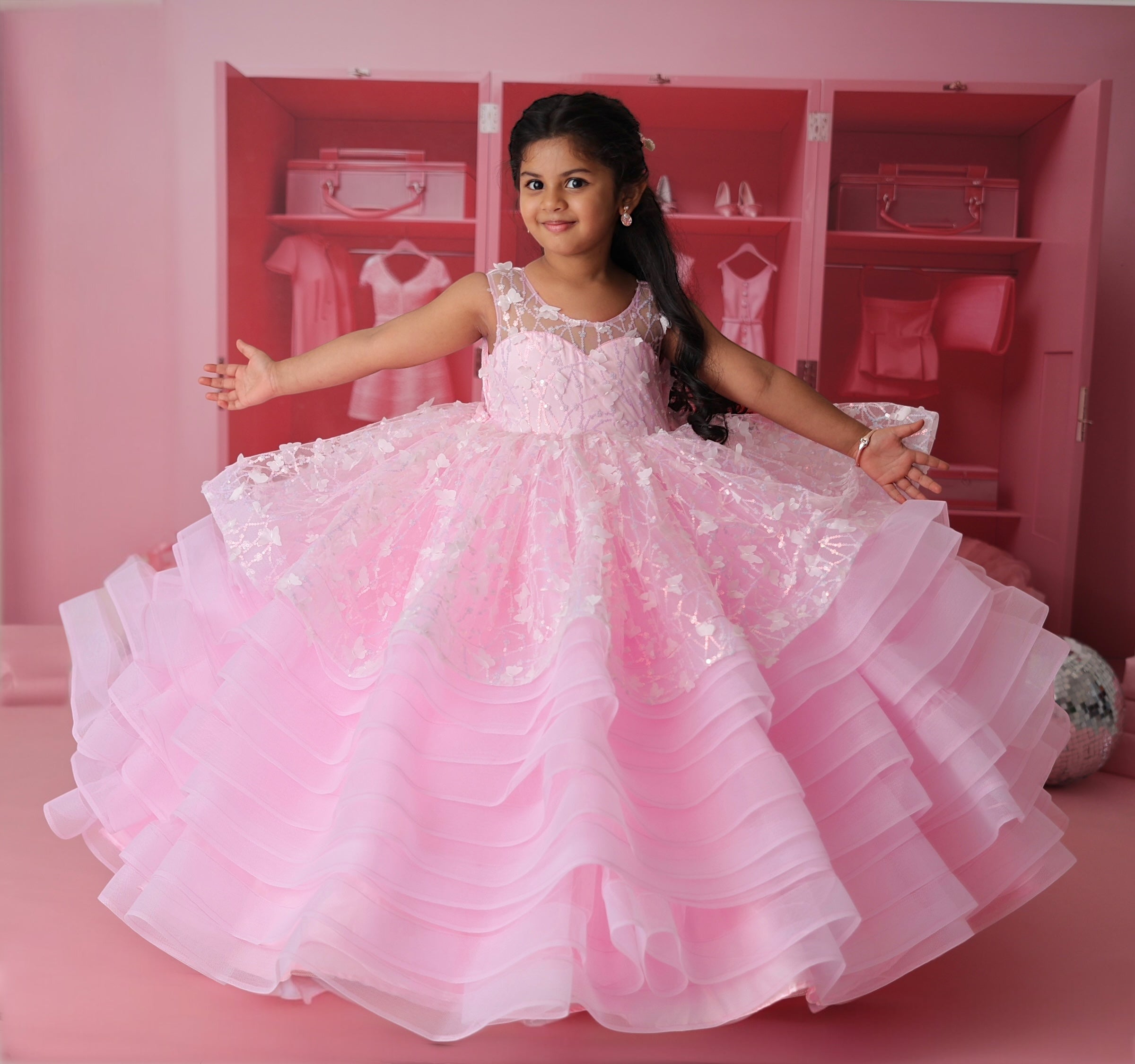 Rosy Dream Layered Ball Gown
