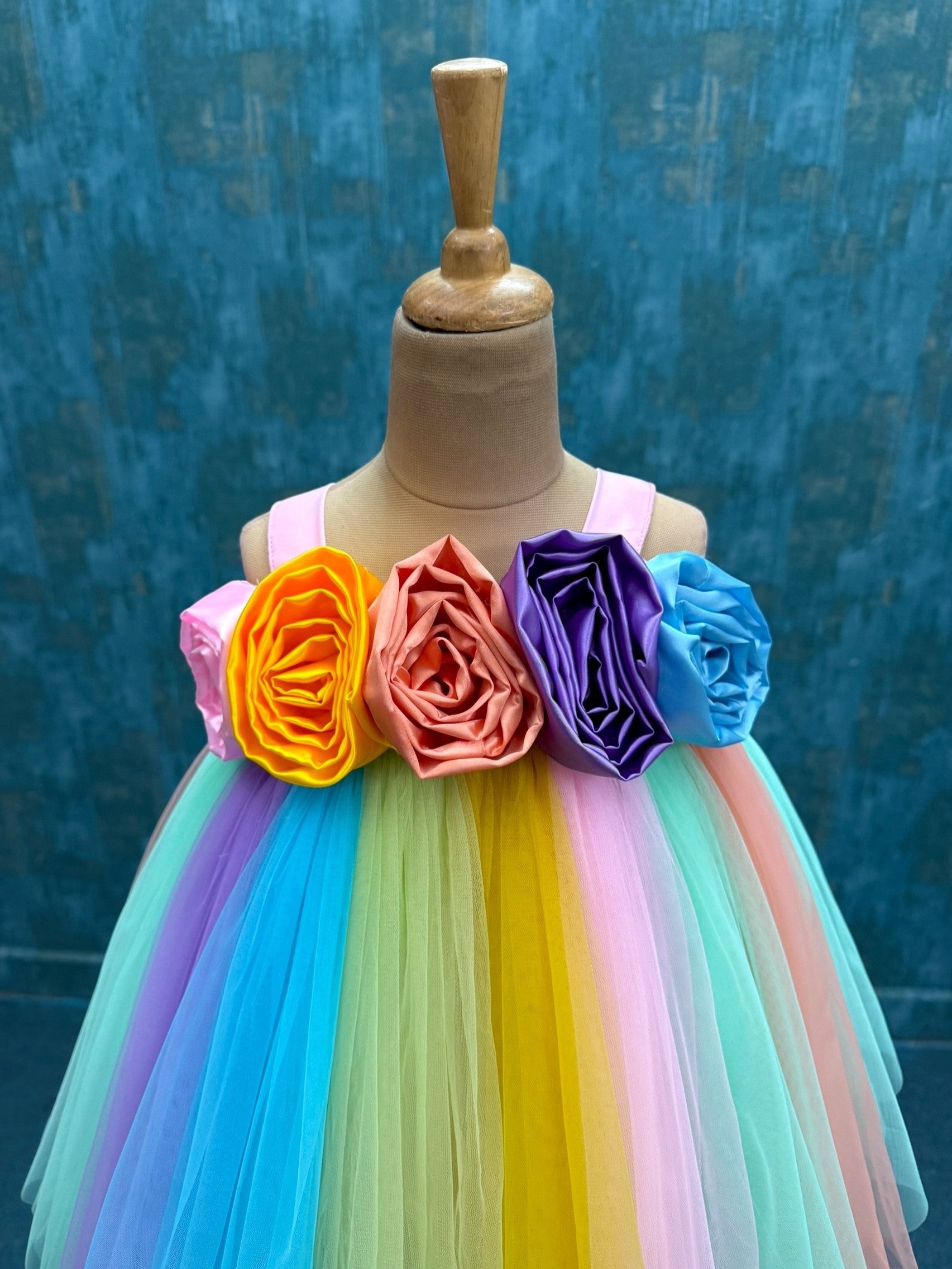 3D Floral Fantasy Rainbow Dress