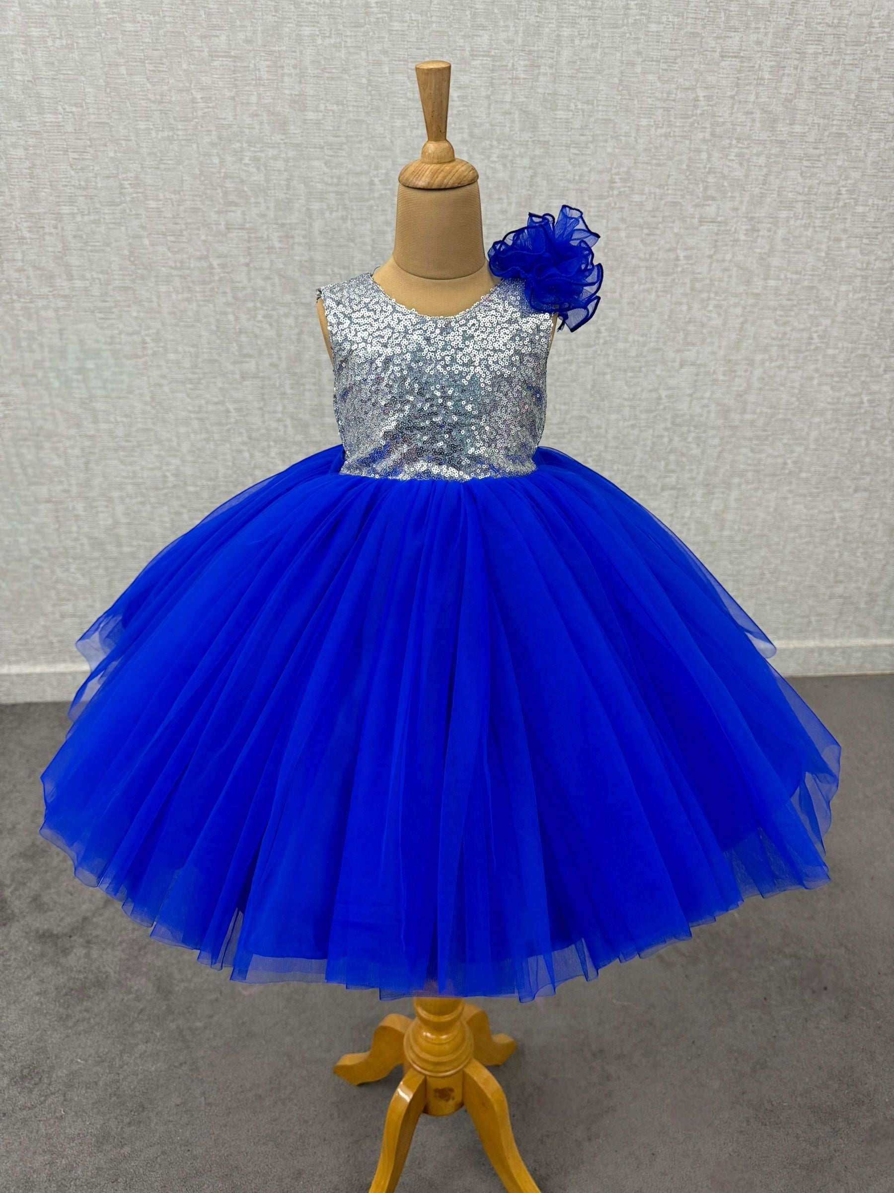 Royal Blue With Silver Wave Sapphire Gown