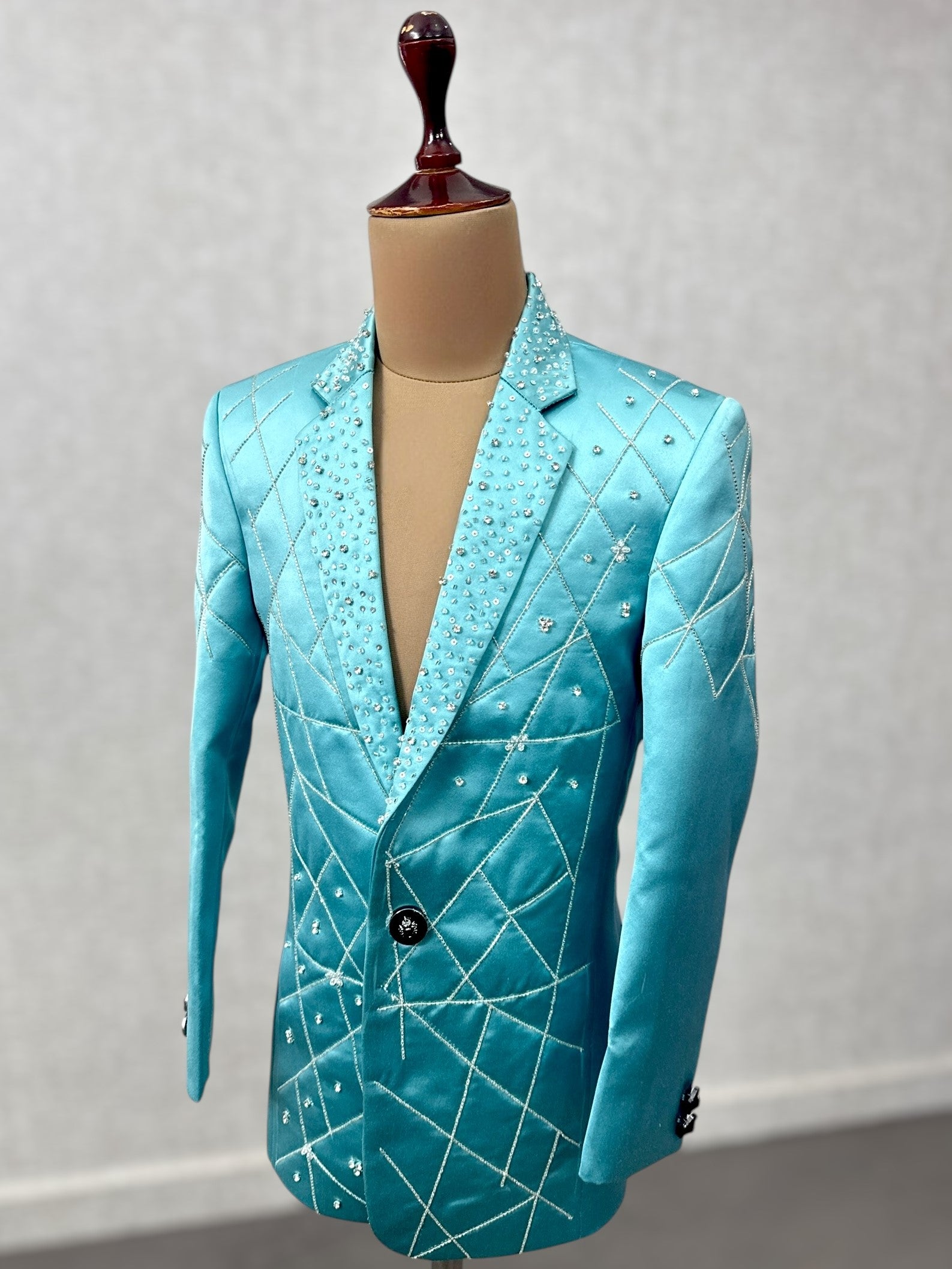 Crystal Grid Couture Blazer- Comes with Pant and Shirt