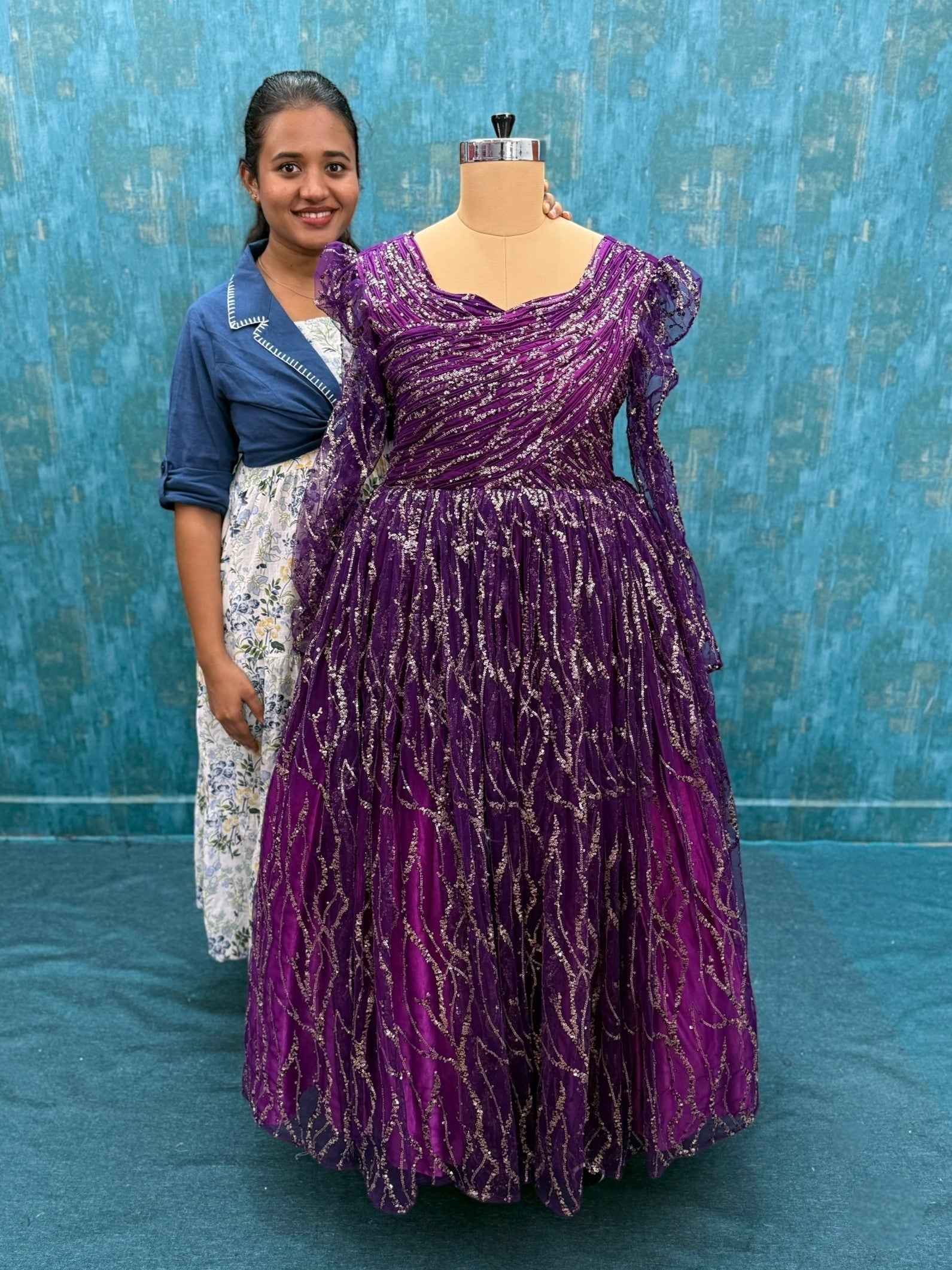 Wine shaded Structure gown