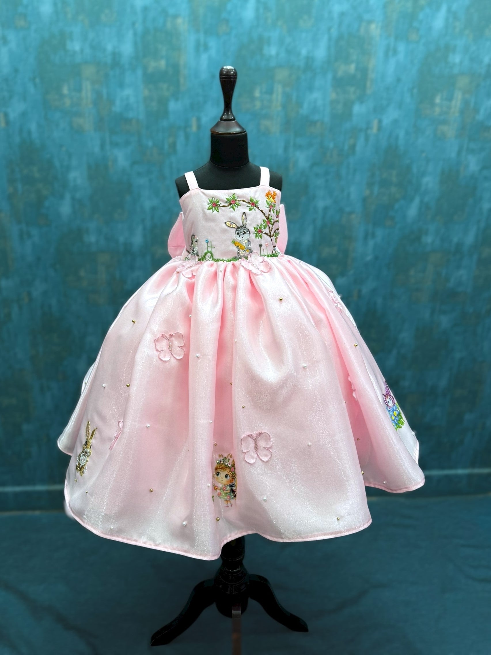 pink Blossom Bunny Dream Dress with intricate work