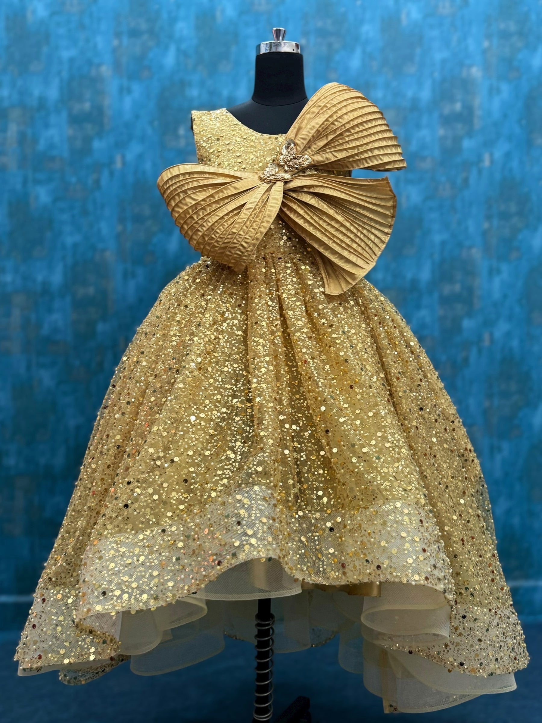 Imperial Gold Bow Glam Gown
