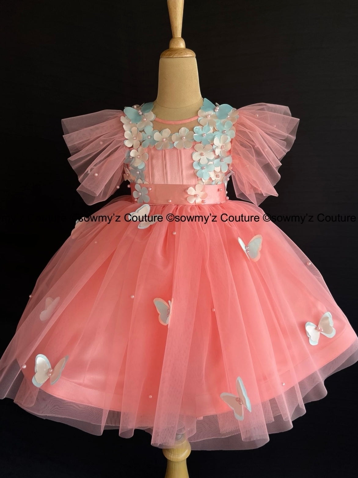 Dreamy Peach Flutter Gown