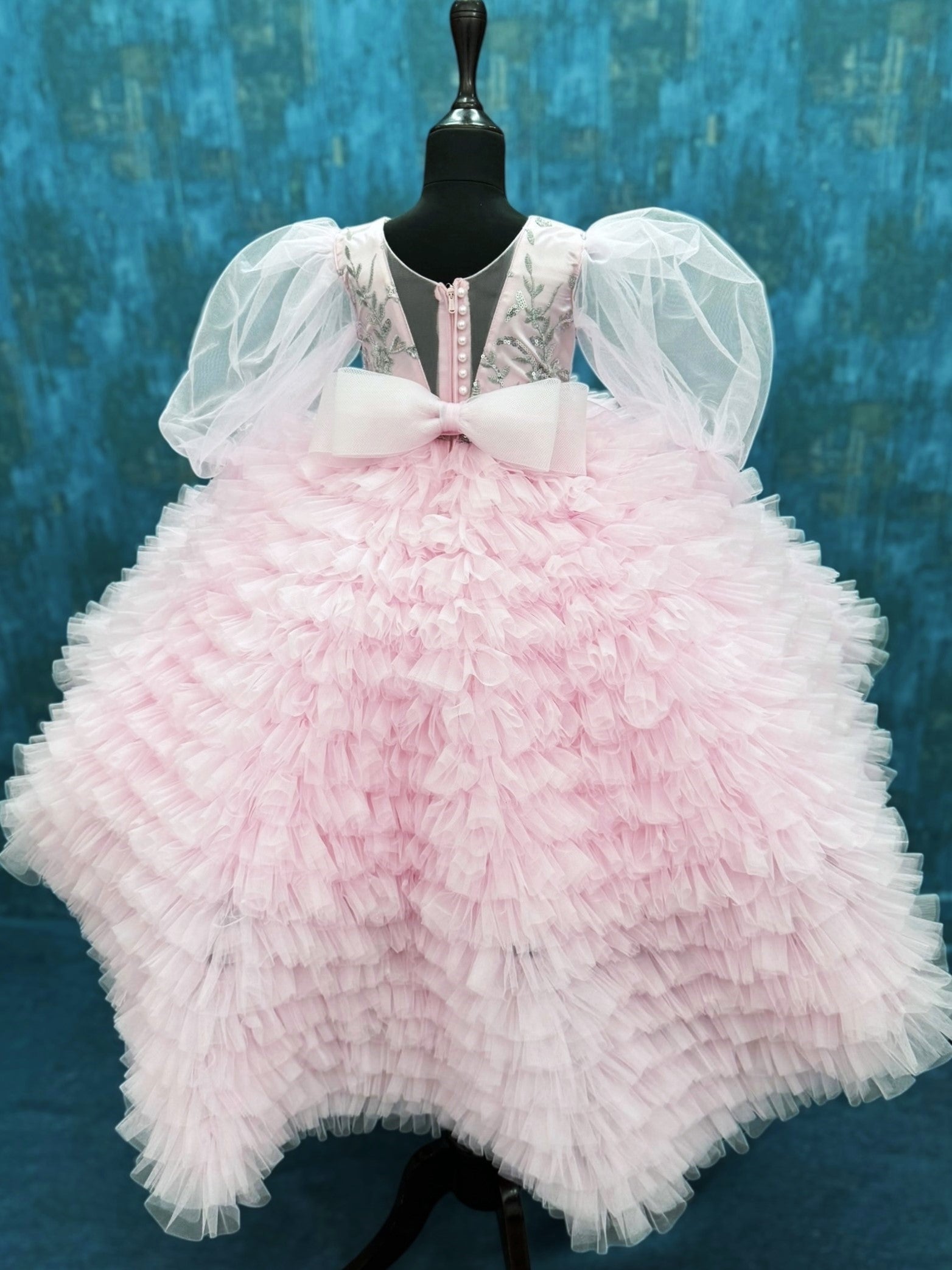 Dreamy Blush Petal Cloud Fairy Princess Party Gown