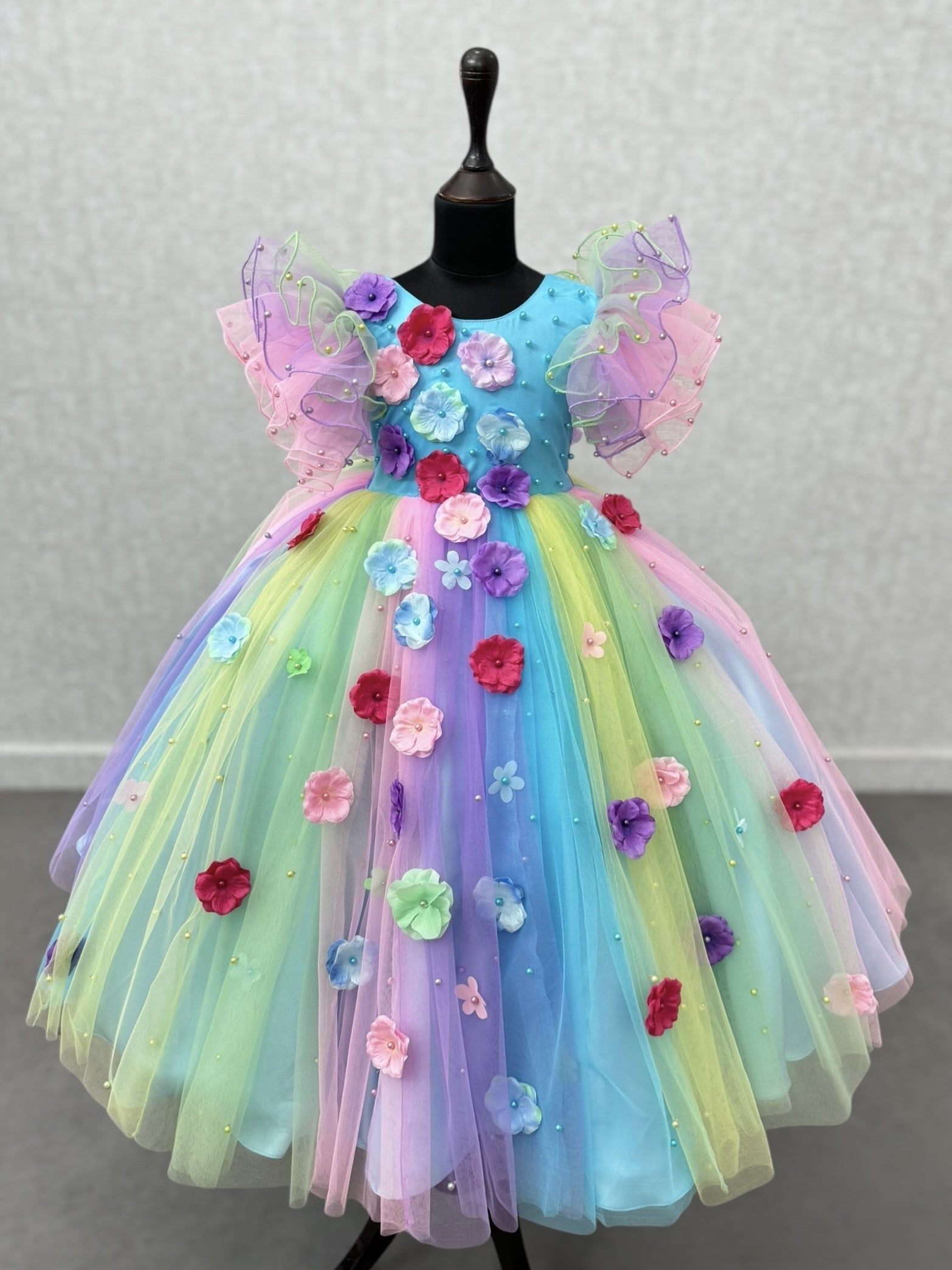 Enchanted Garden Rainbow Petal Princess Ball Gown