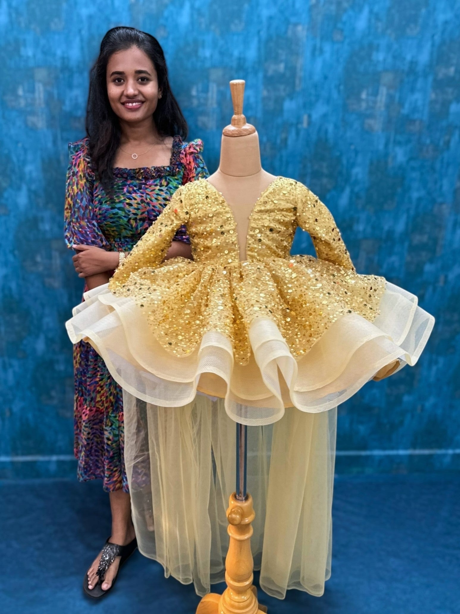 Golden Radiance Crystal Cascade Princess Ball Gown