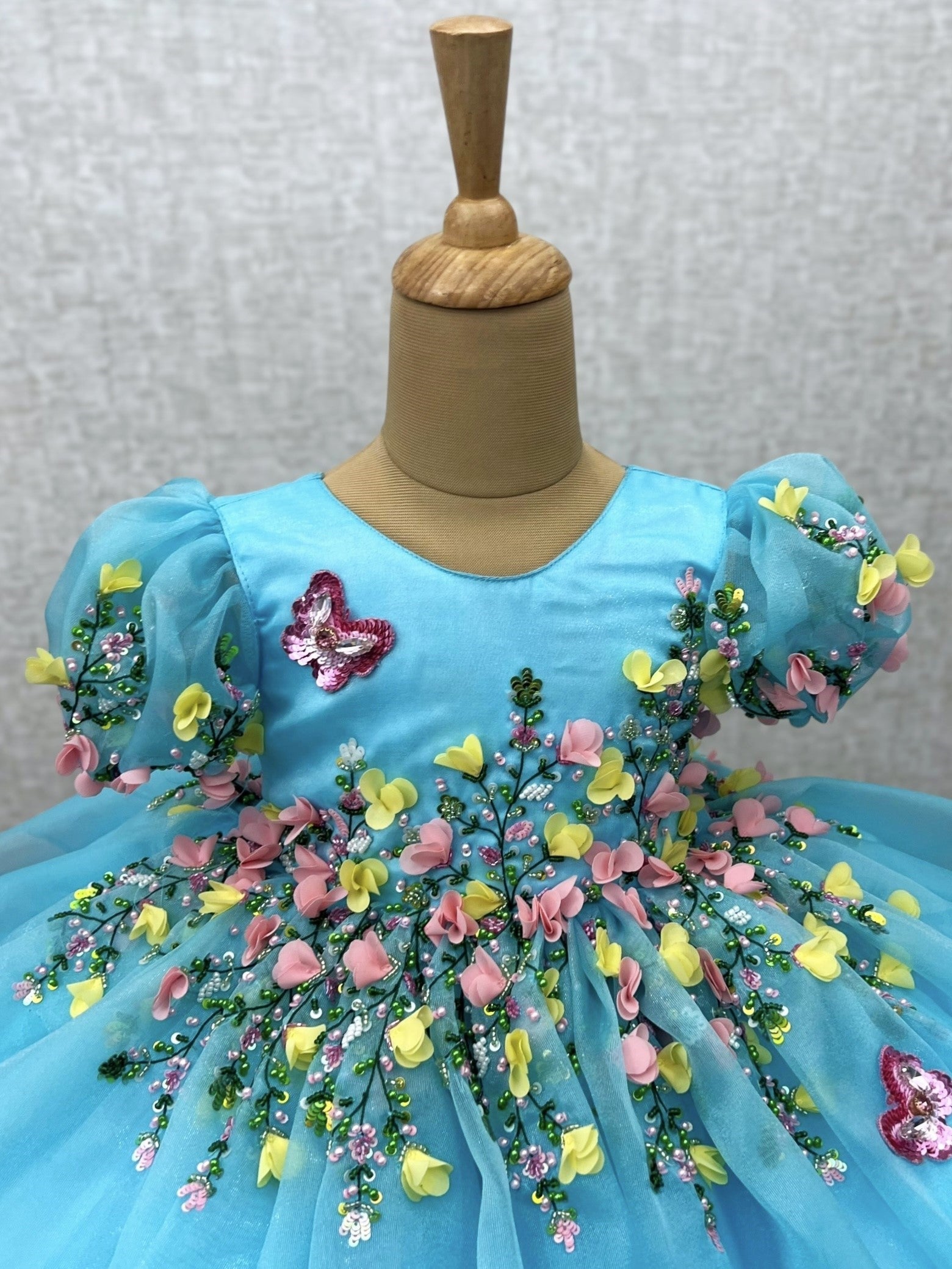 Sky Bloom Butterfly Sugar Bead Princess Ball Gown