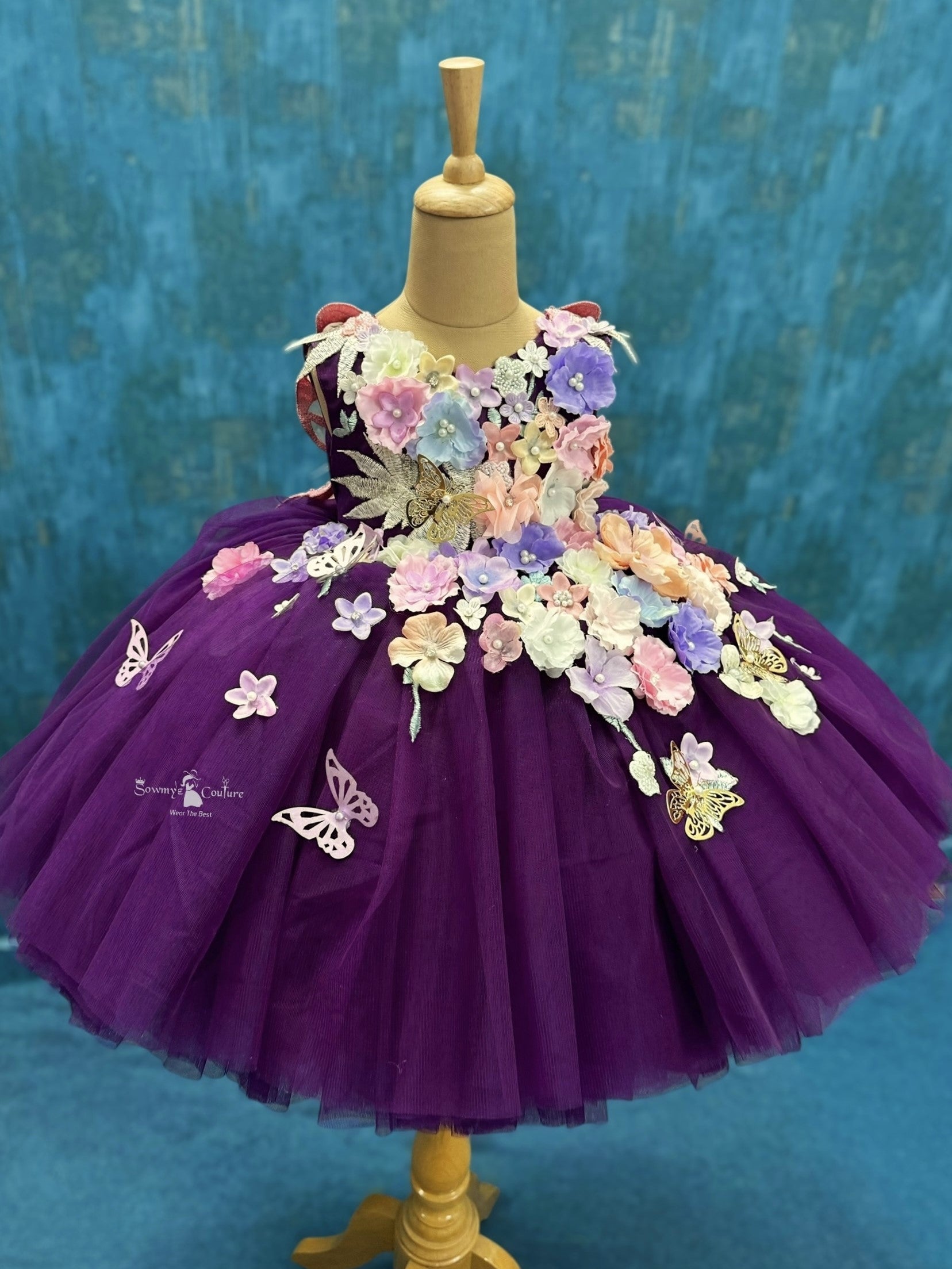 Royal Plum Garden Butterfly Ball Gown