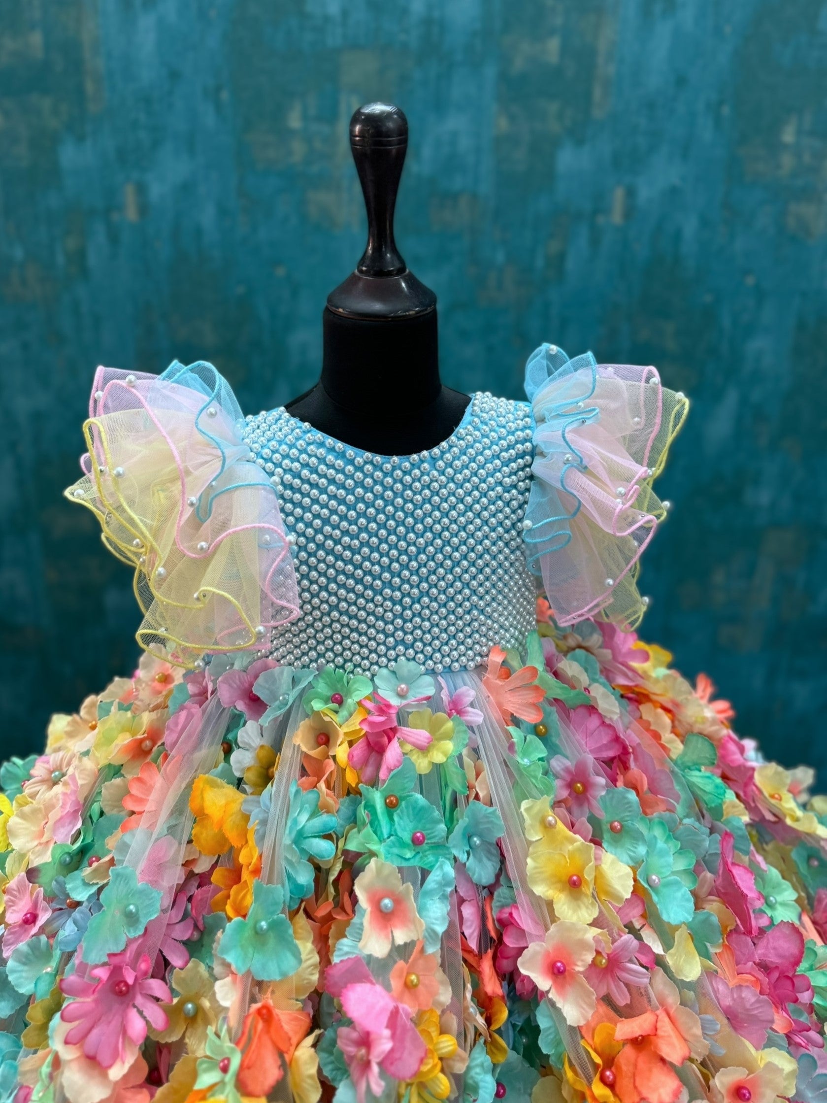Rainbow Meadow Blossom Pearl Fairy Princess Ball Gown