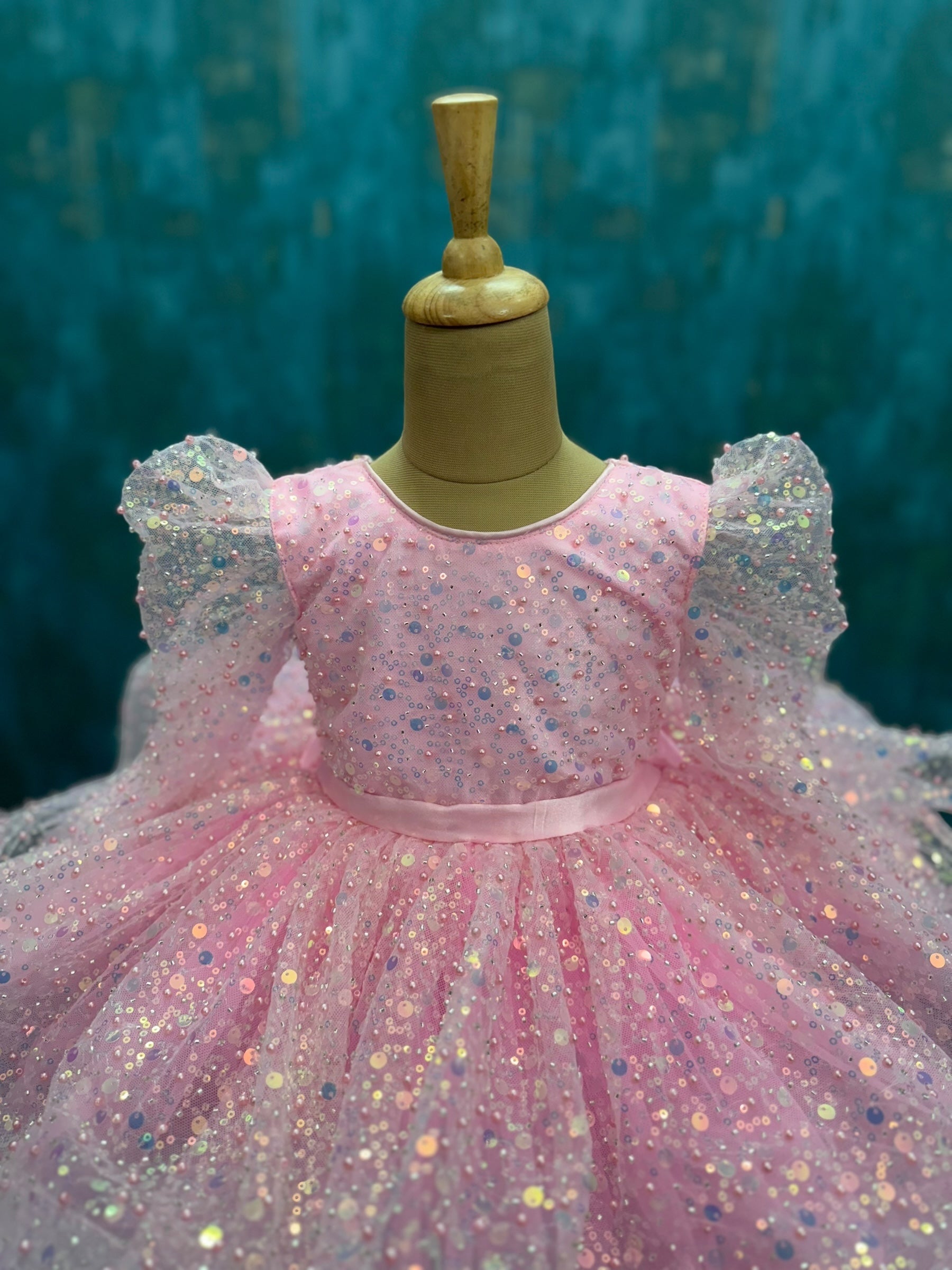 Rose Glow Sequin Mist Enchanted Princess Party Dress