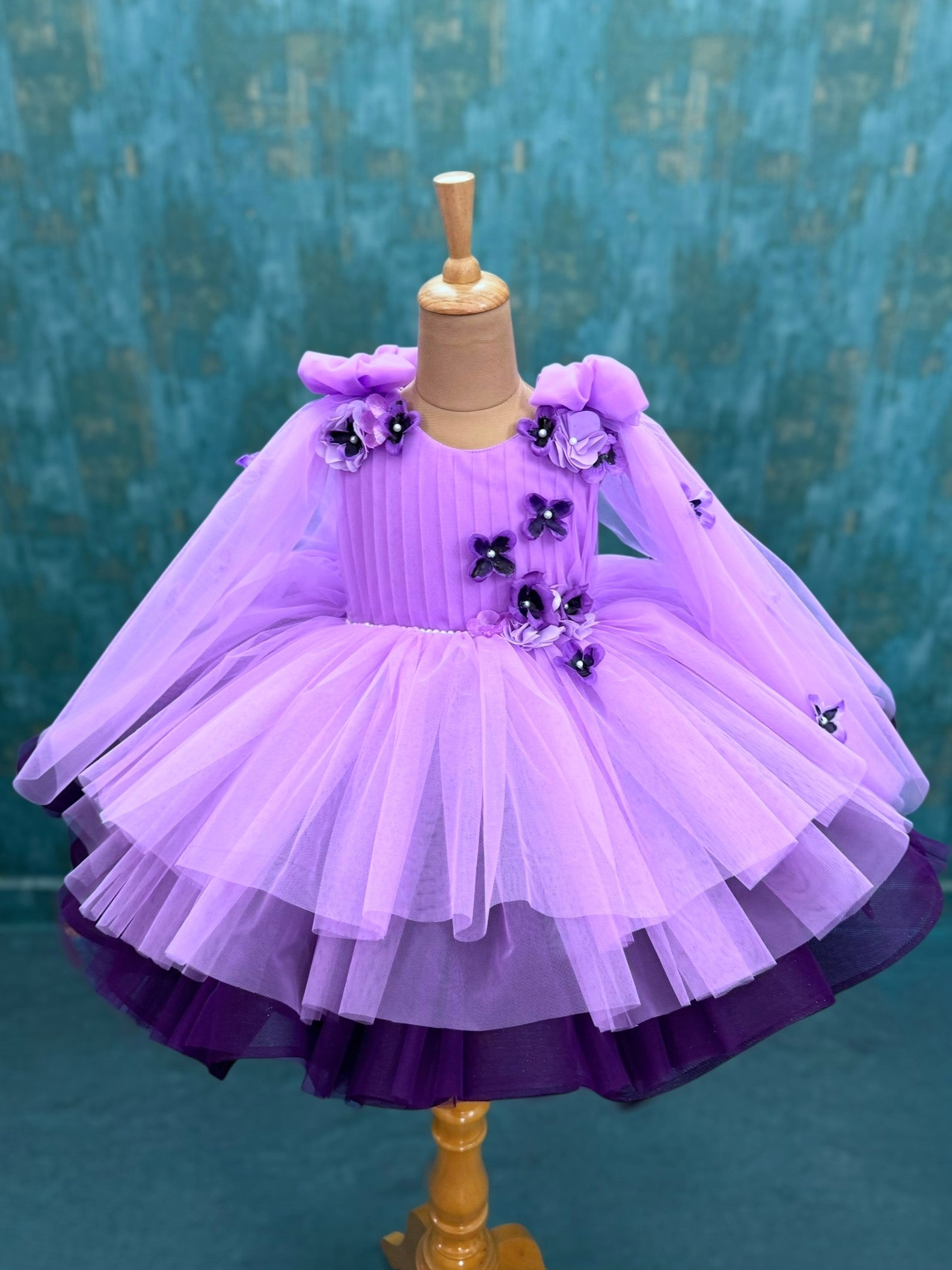 Violet Petal fall Floral Magic Princess Celebration Gown