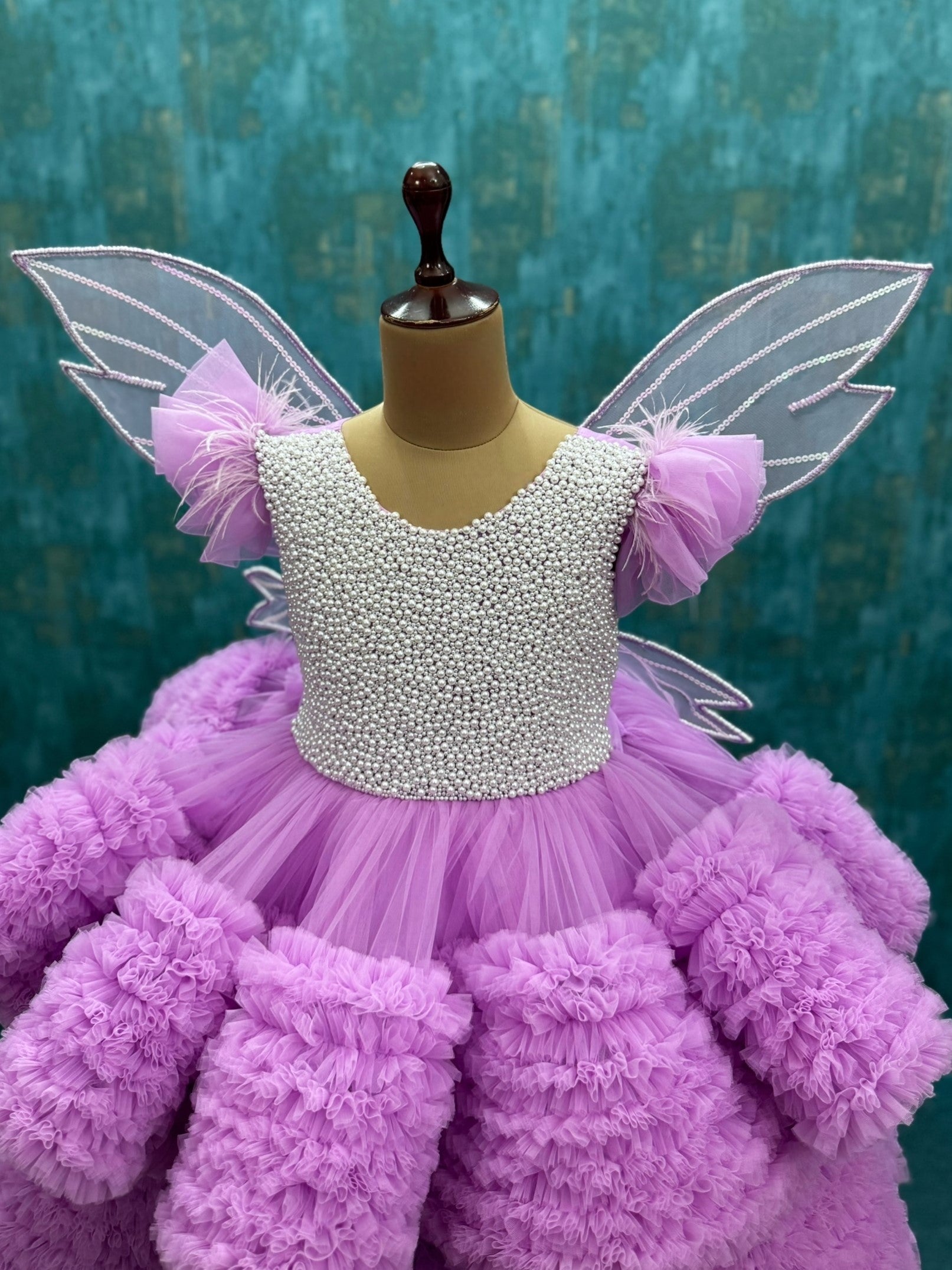 Moonlit Lilac Cloud Ruffle Fairy Celebration Dress