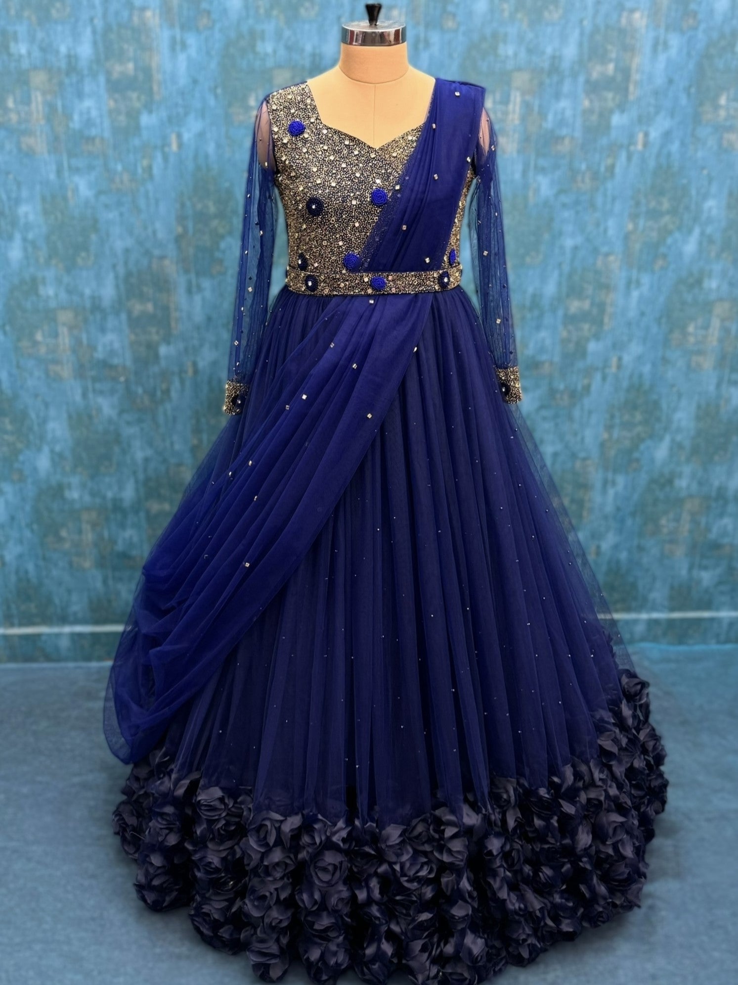 Buy Designer Party Gowns Online, Royal Navy Princess Gown Duo