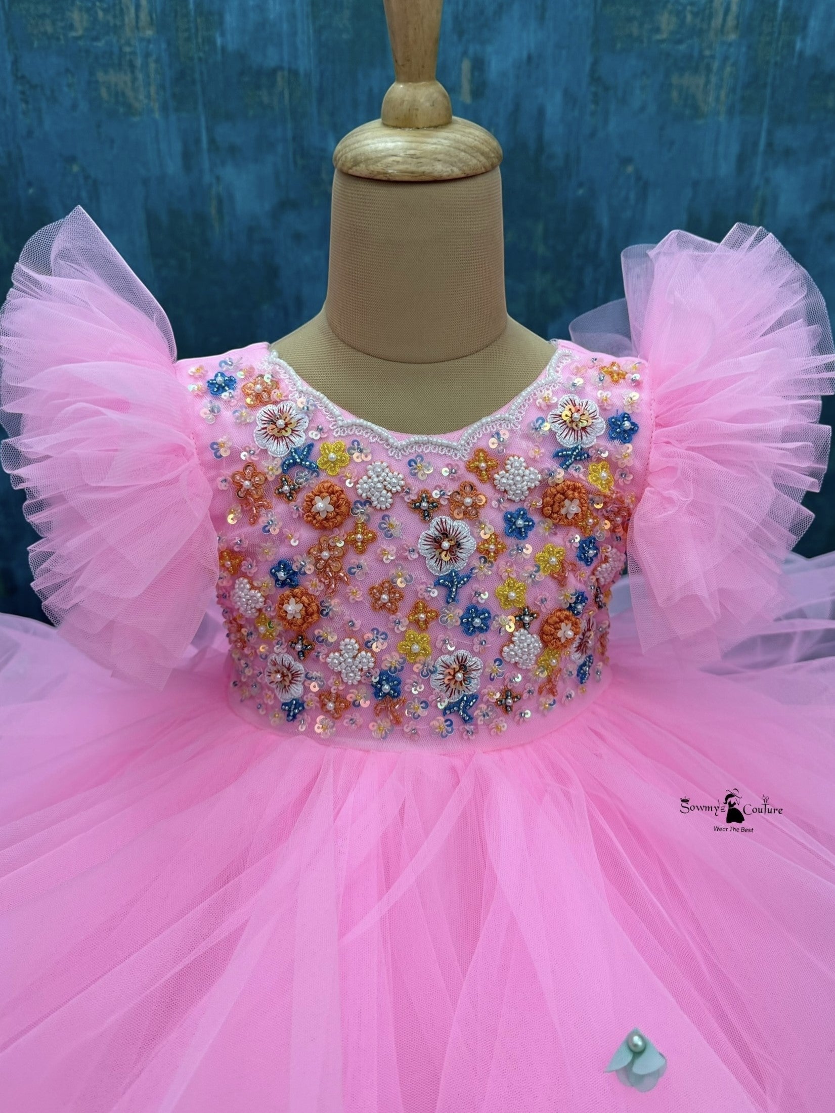 Pastel Pink Blossom Dream Dress WITH FLORAL WORK TOP