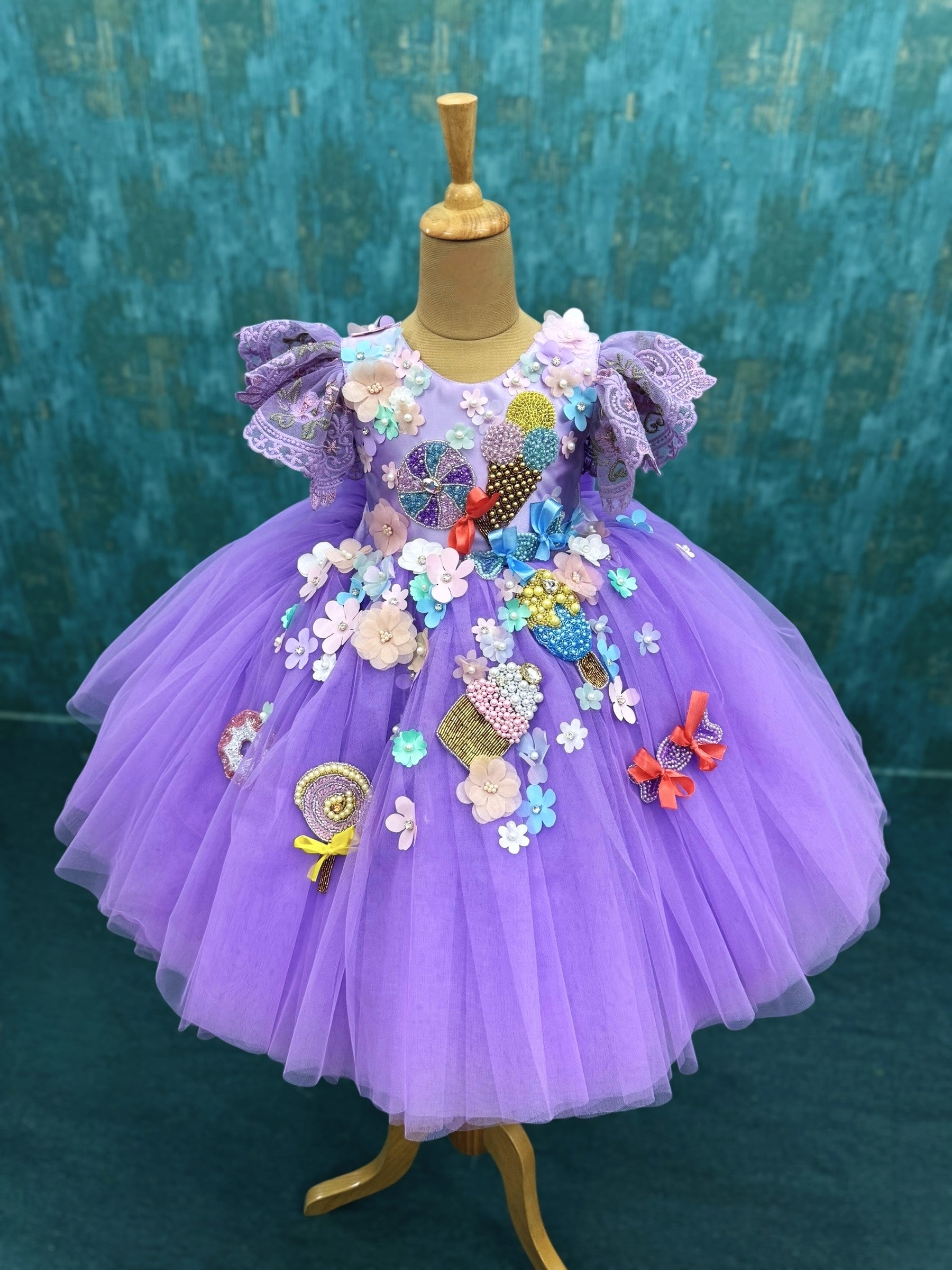 Lavender 3D Candy Garden Handcrafted Princess Ball Gown