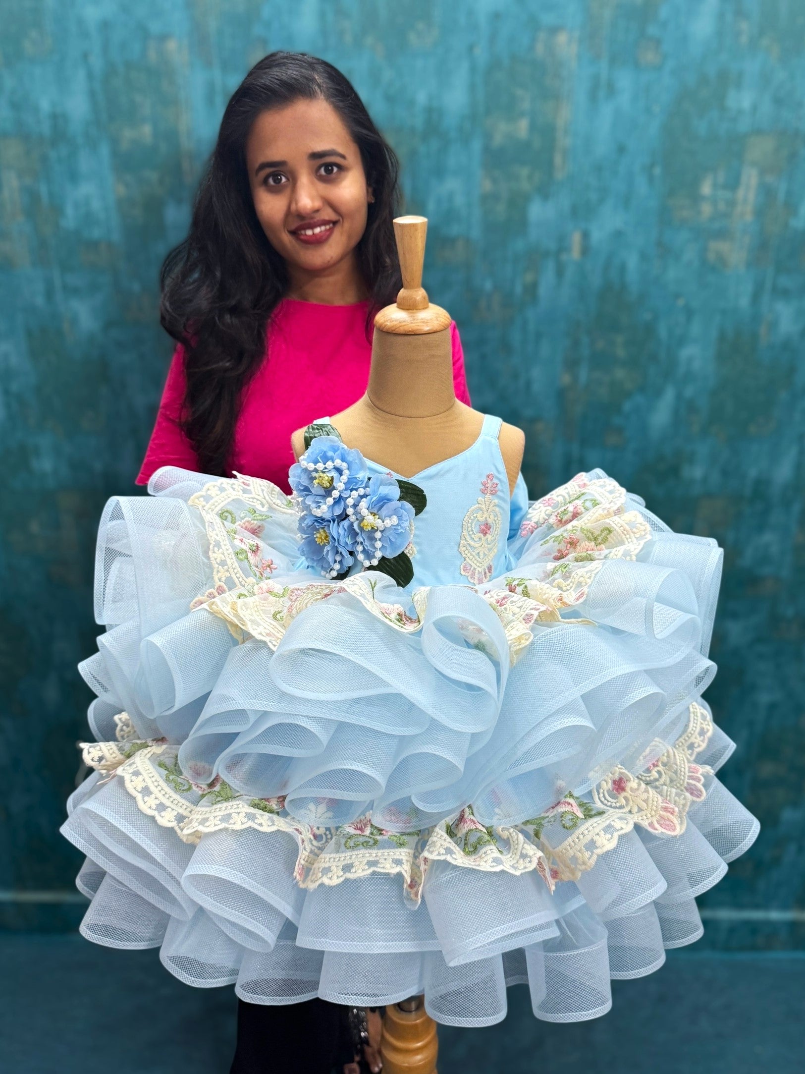 Baby Blue Garden Ruffle Fantasy Princess Dress