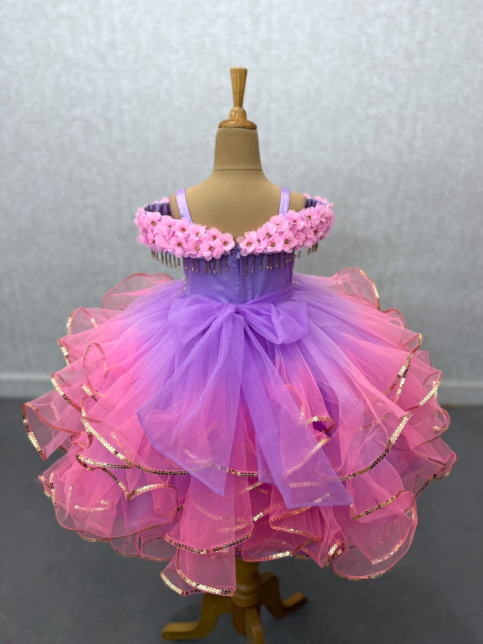 Girls Party Wear Online, Pink & Purple Ombre Pageant Gown