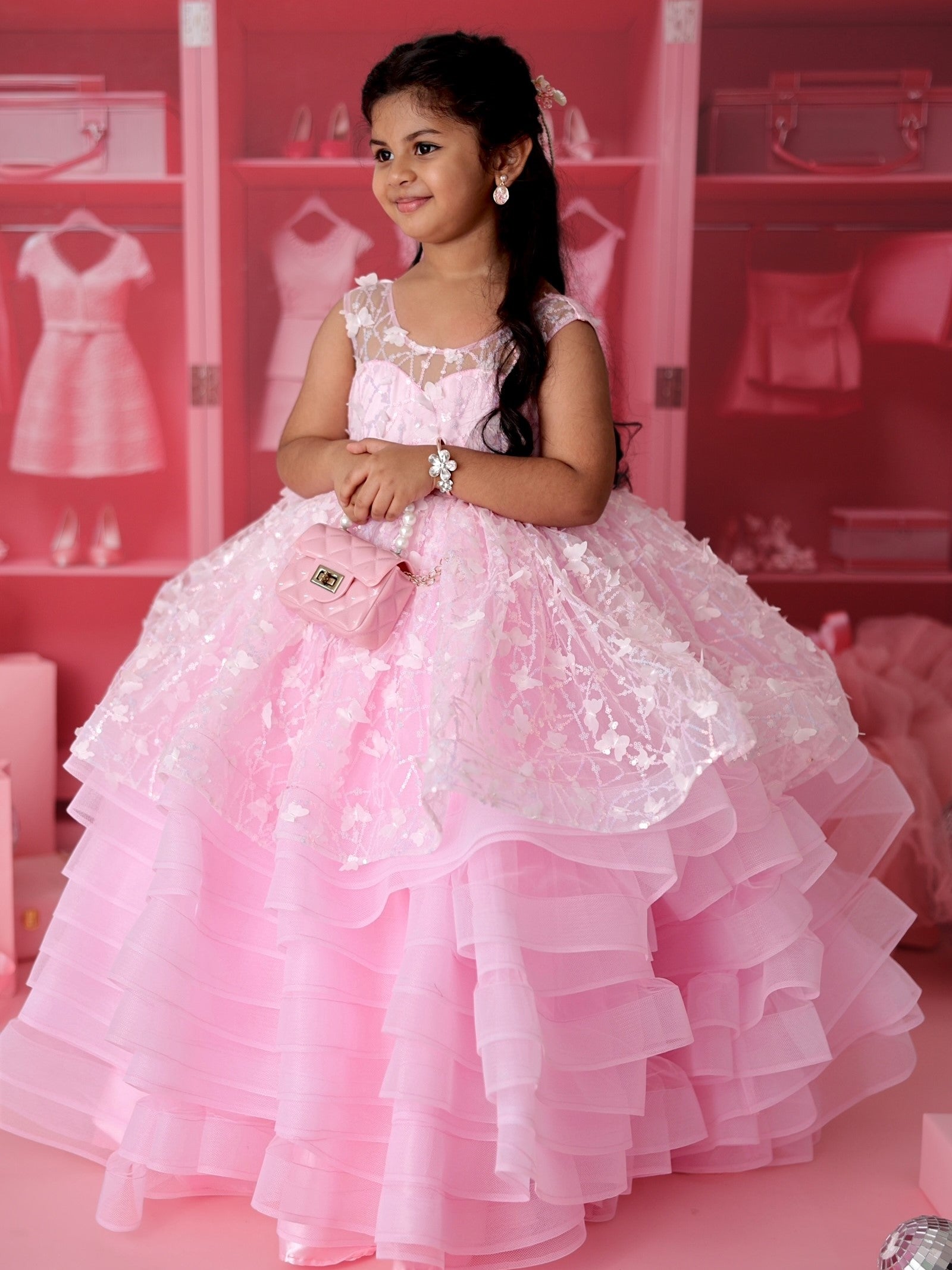 Rosy Dream Layered Ball Gown
