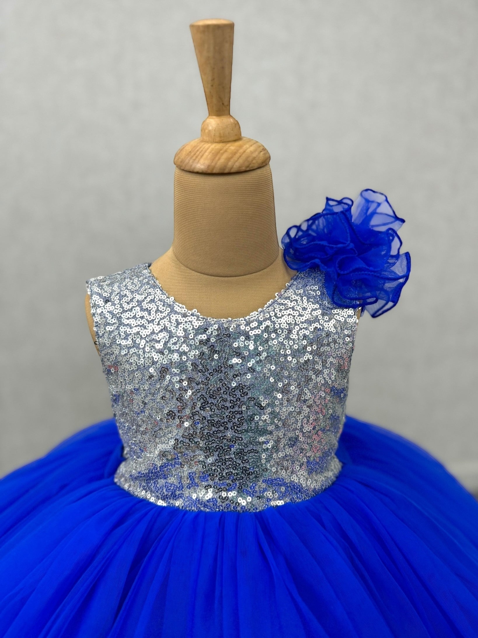 Royal Blue With Silver Wave Sapphire Gown
