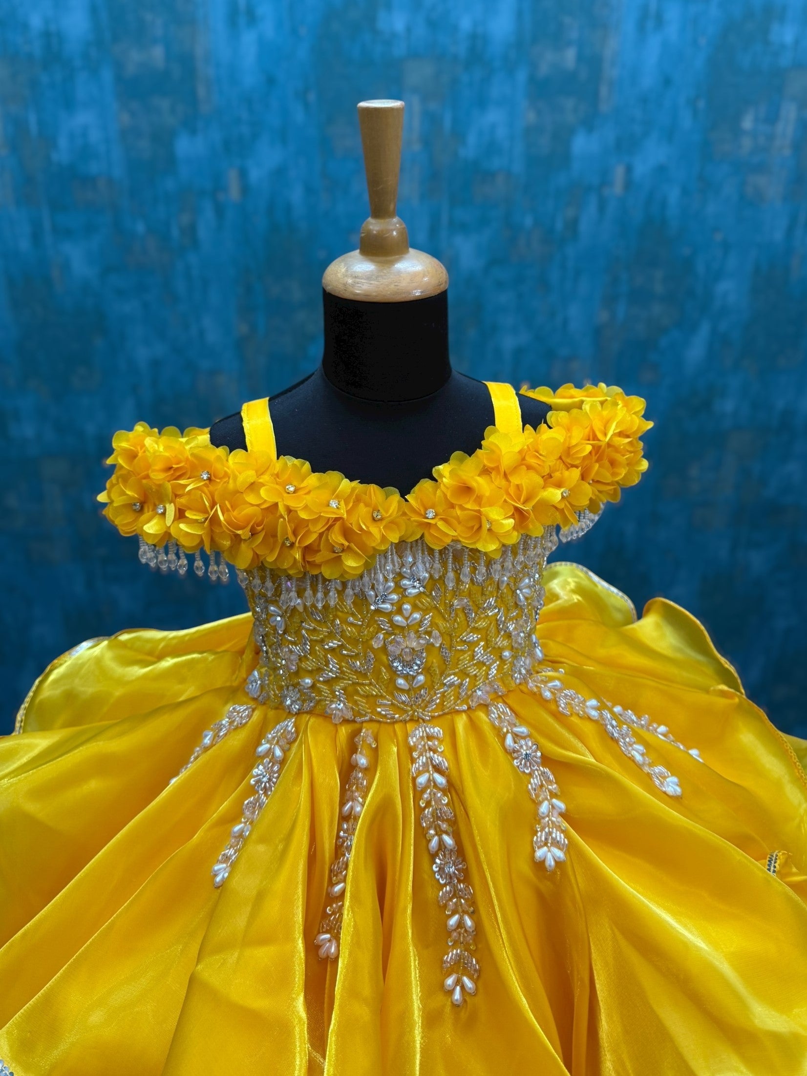 golden yellow Layer Jimmychu Sequence Ball Gown with intricate hand work
