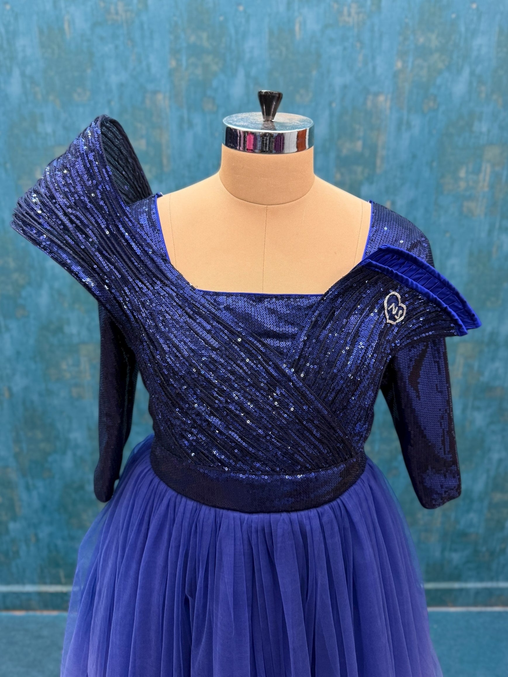 Structured Blue Gradient Gown