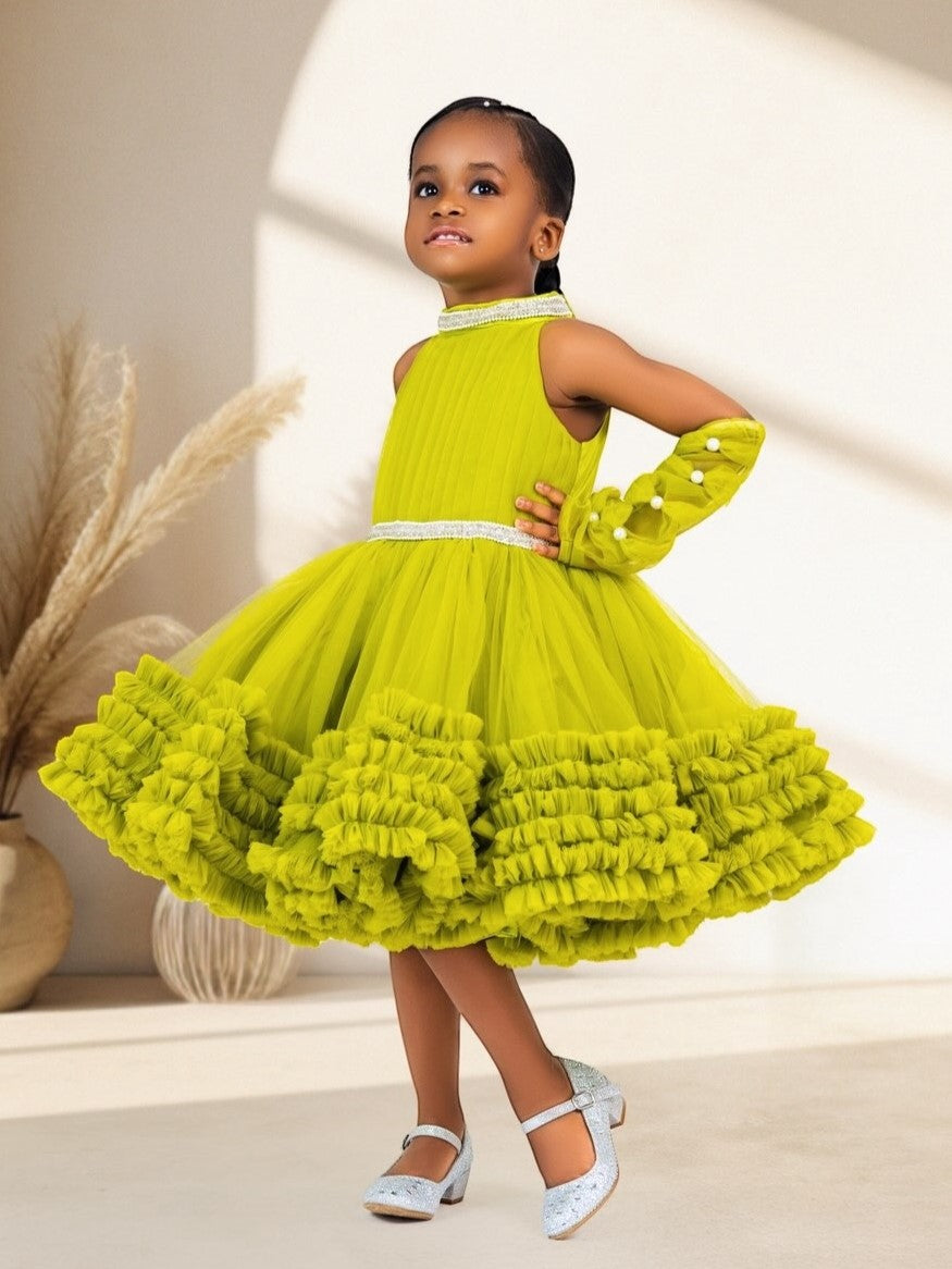 Lime Glow Princess Dress