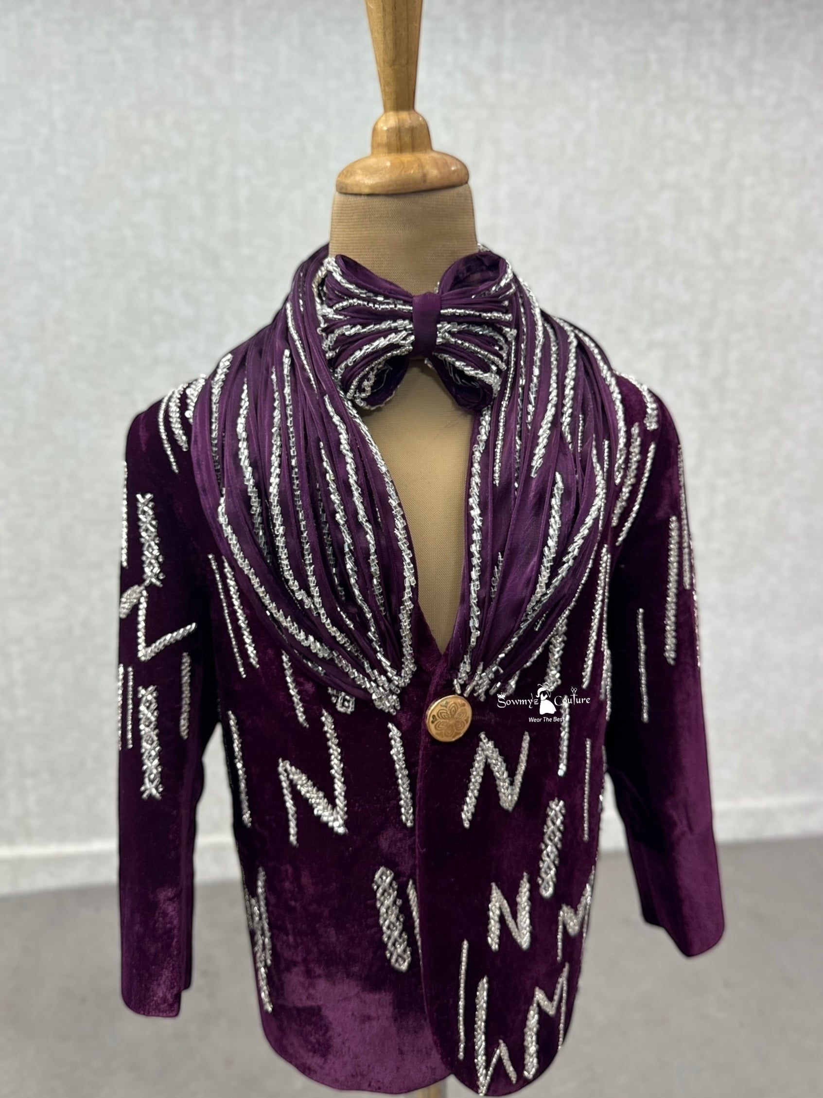 Royal Amethyst Maestro Blazer- Comes with Shirt, Pant and Bow