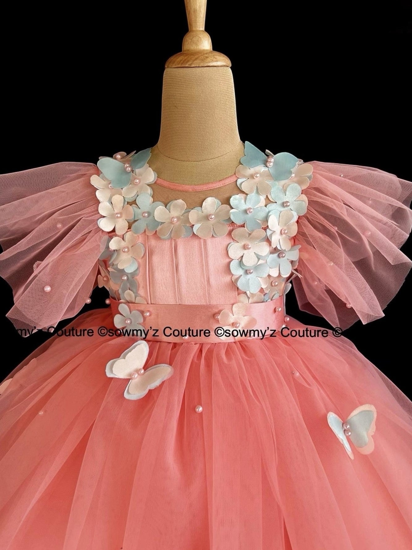Dreamy Peach Flutter Gown