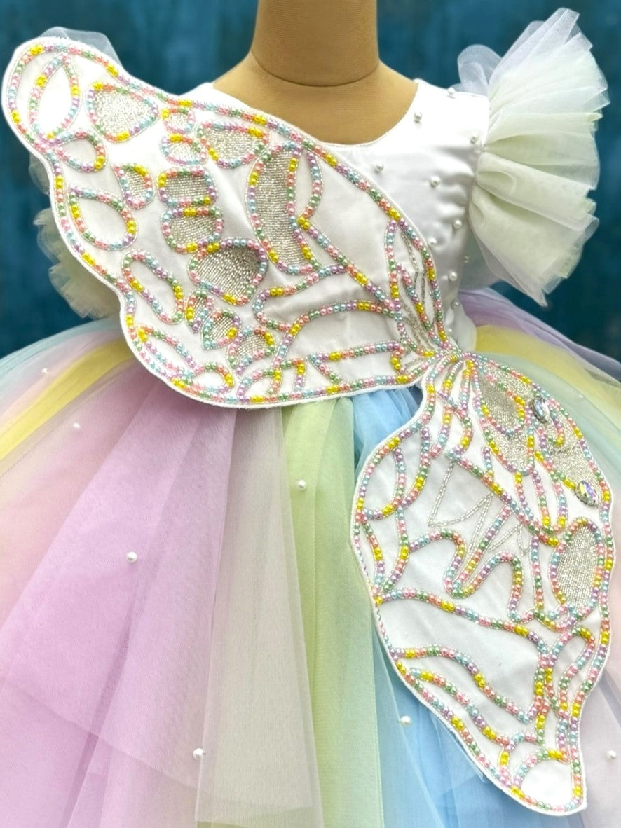 Starlight Rainbow Fairy Wing Crystal Blossom Princess Ball Gown