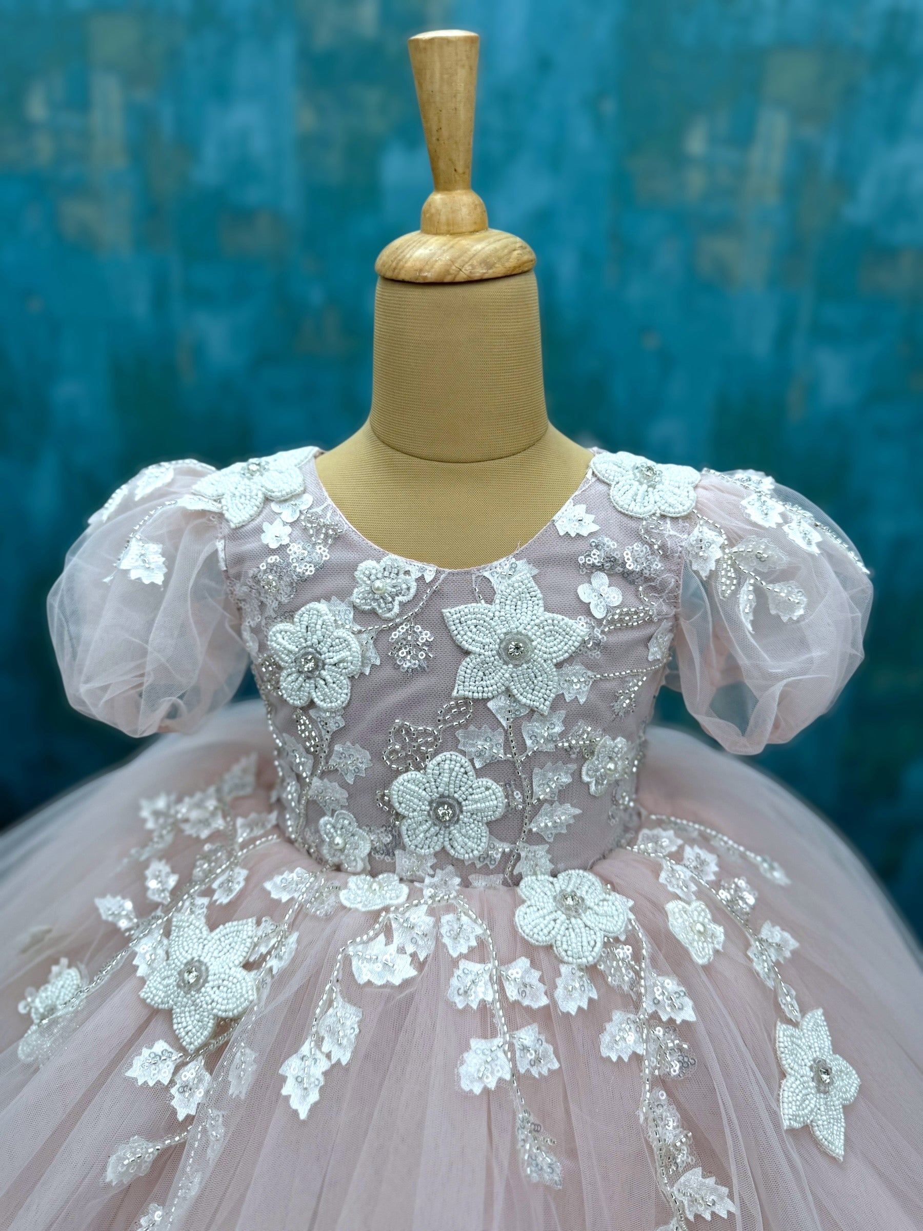 Ivory Whisper Sugar Bead Blossom Princess Ball Gown