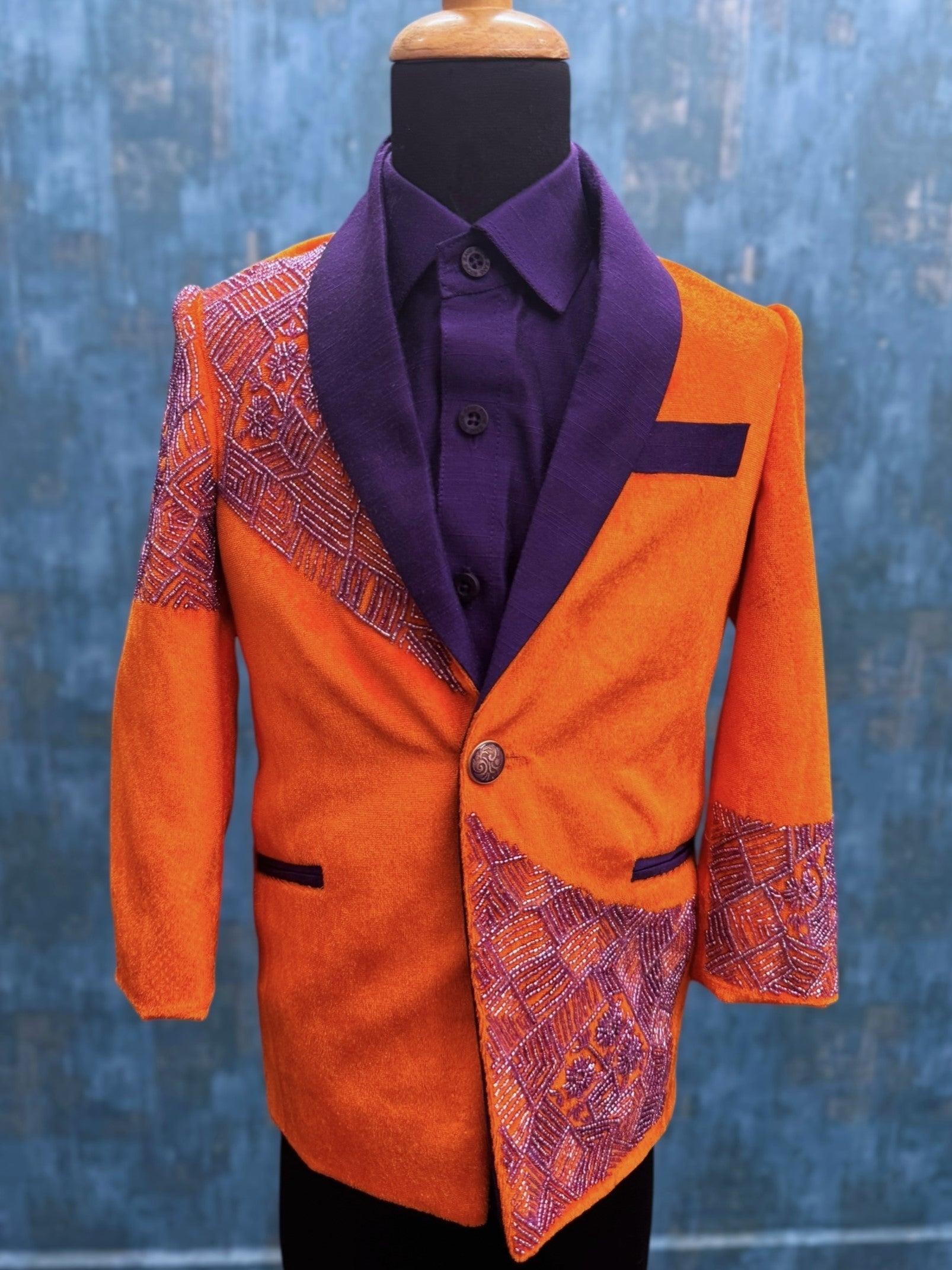 Embroidered Panel Accent Royal Prince Jacket