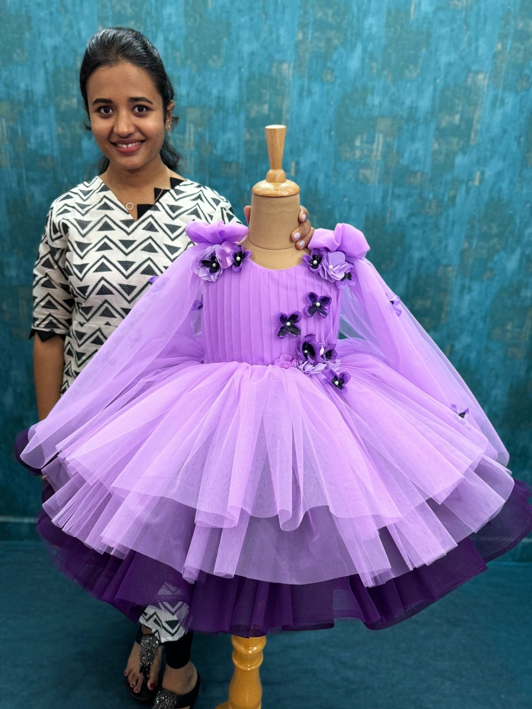 Violet Petal fall Floral Magic Princess Celebration Gown