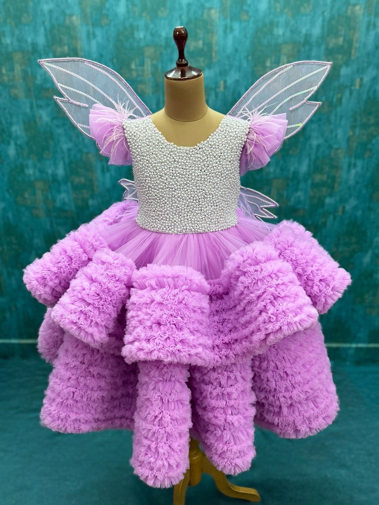 Moonlit Lilac Cloud Ruffle Fairy Celebration Dress