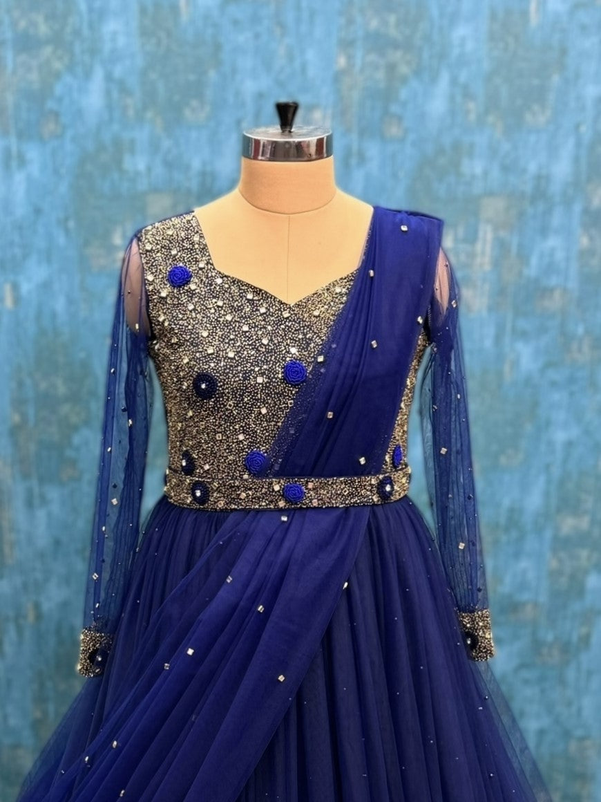 Buy Designer Party Gowns Online, Royal Navy Princess Gown Duo