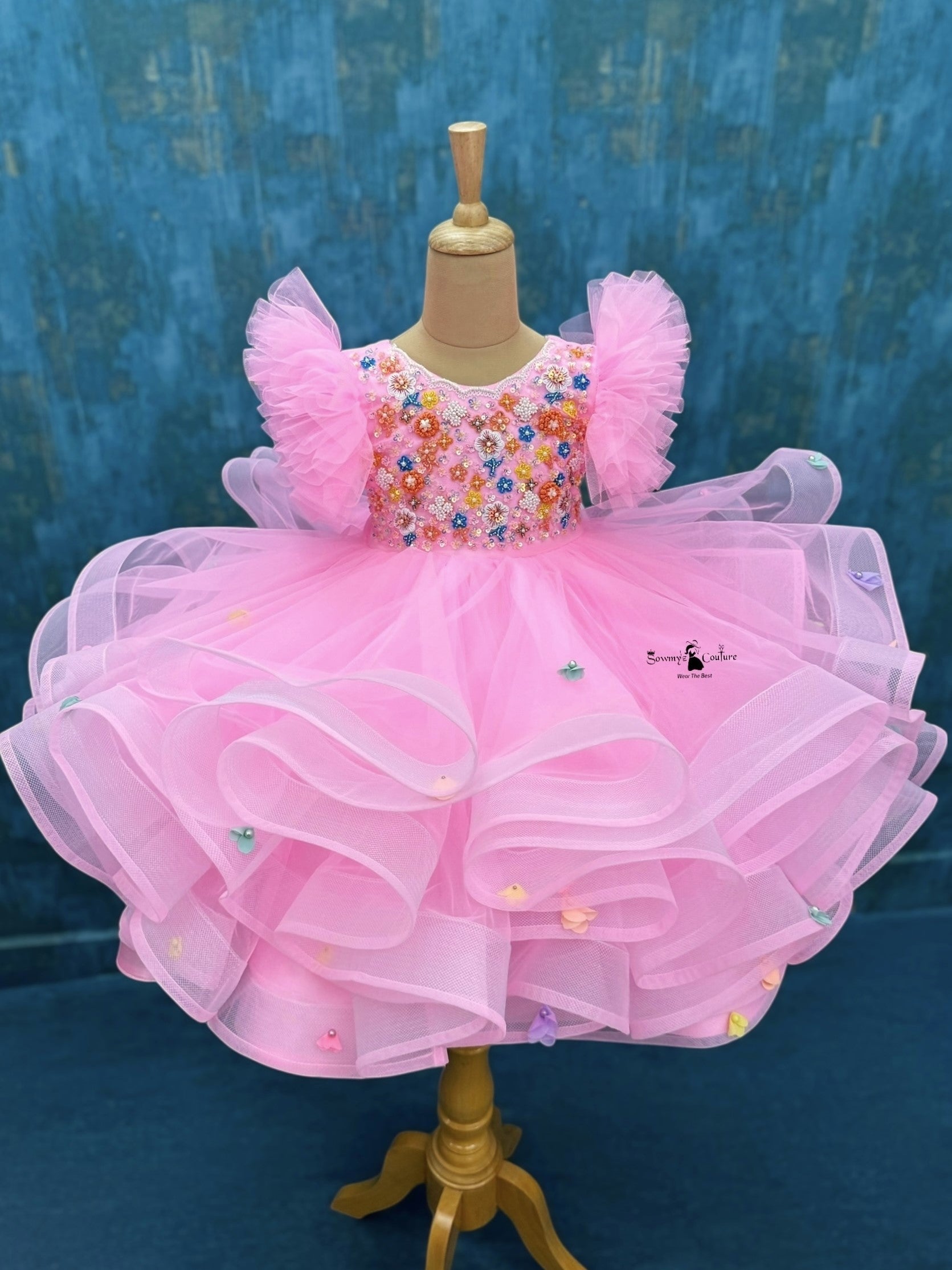 Pastel Pink Blossom Dream Dress WITH FLORAL WORK TOP