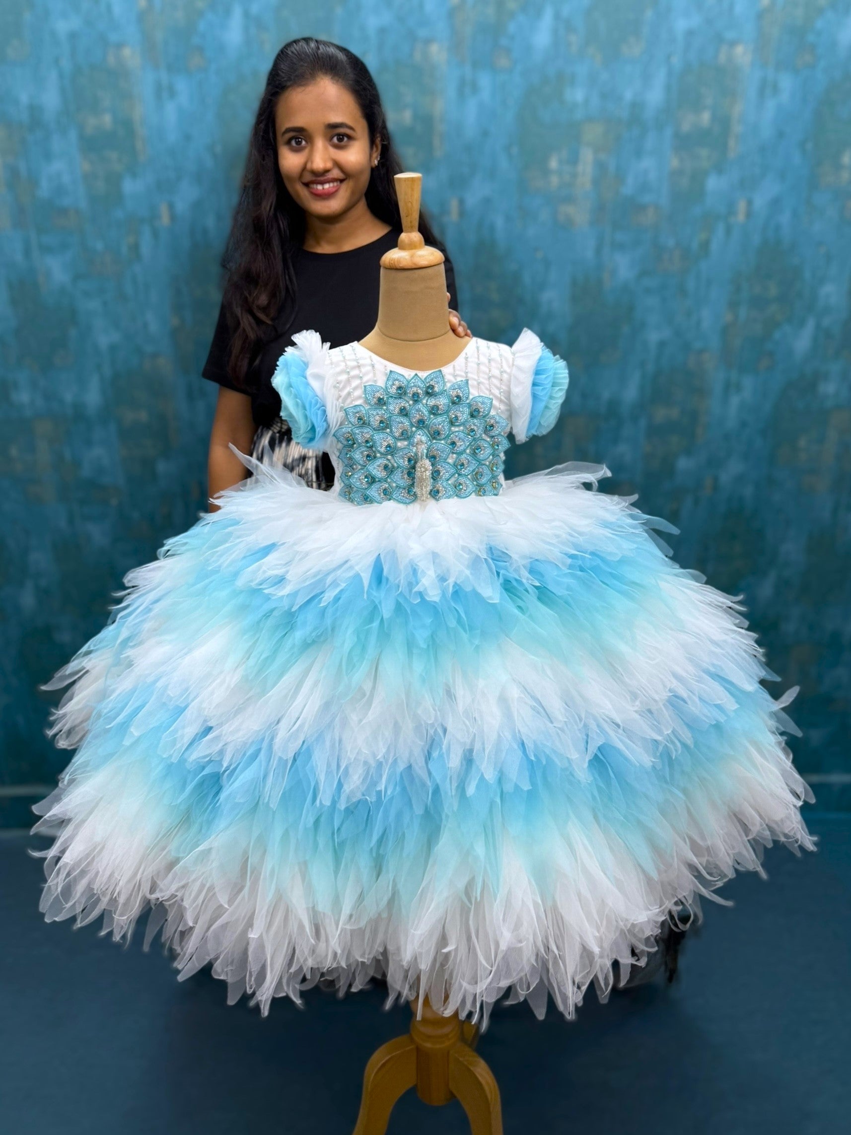 Peacock Dress for Girl Baby Online, Imperial Peacock Princess Gown