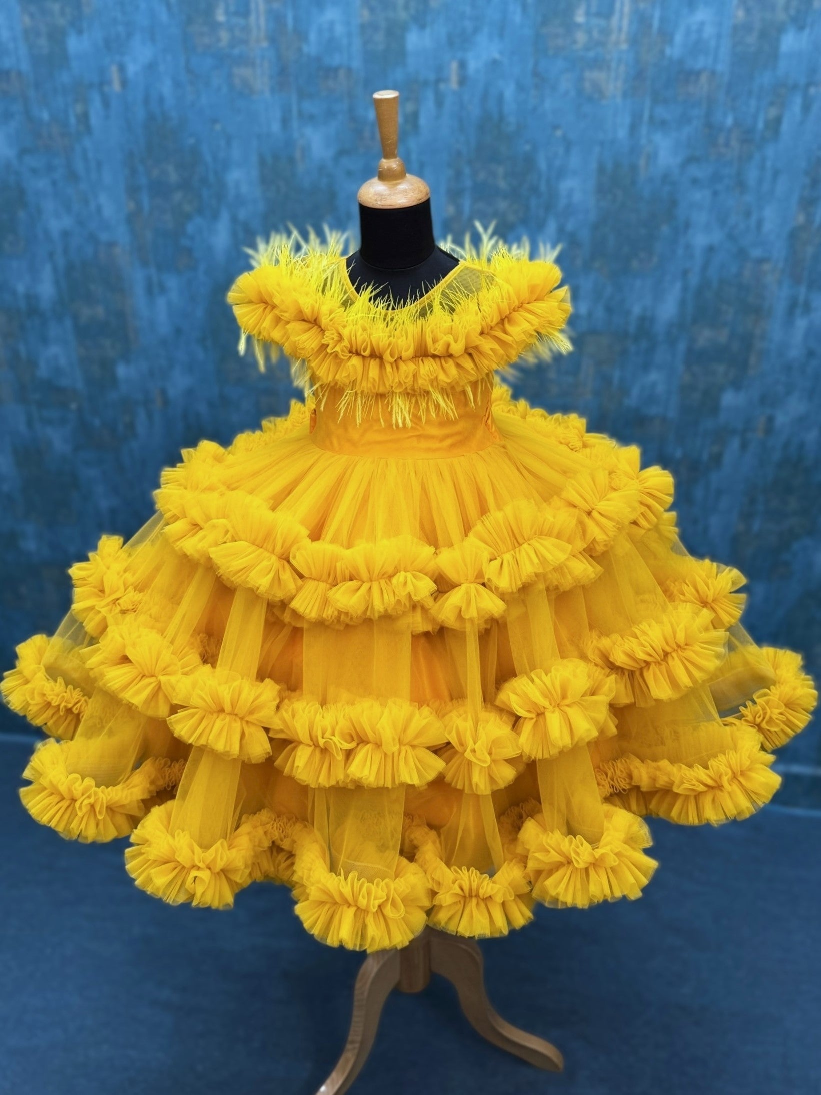 Imperial Yellow Whisper Ruffle Royale Celebration Dress