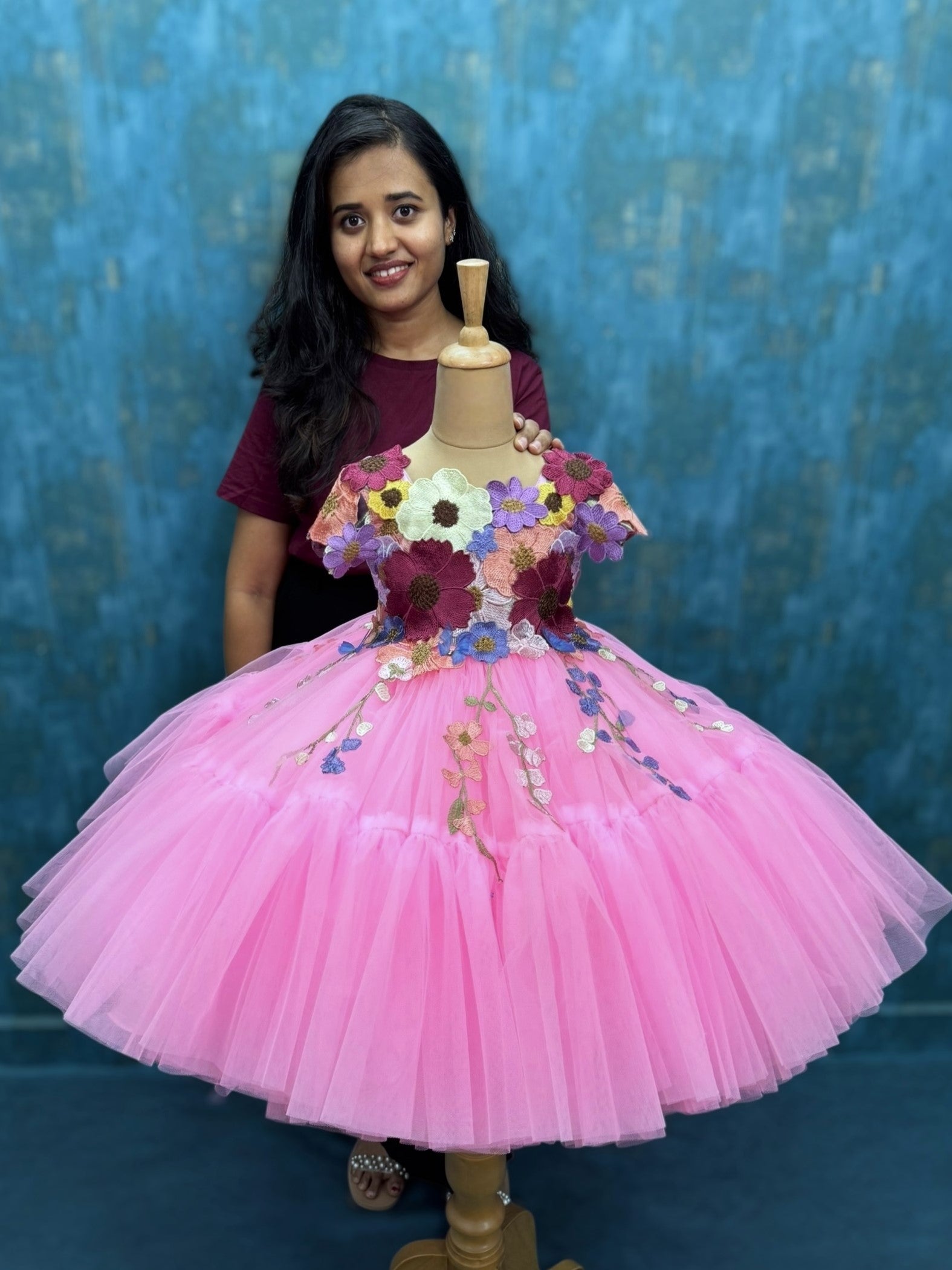 Peach Fairy Garden Floral Ball gown