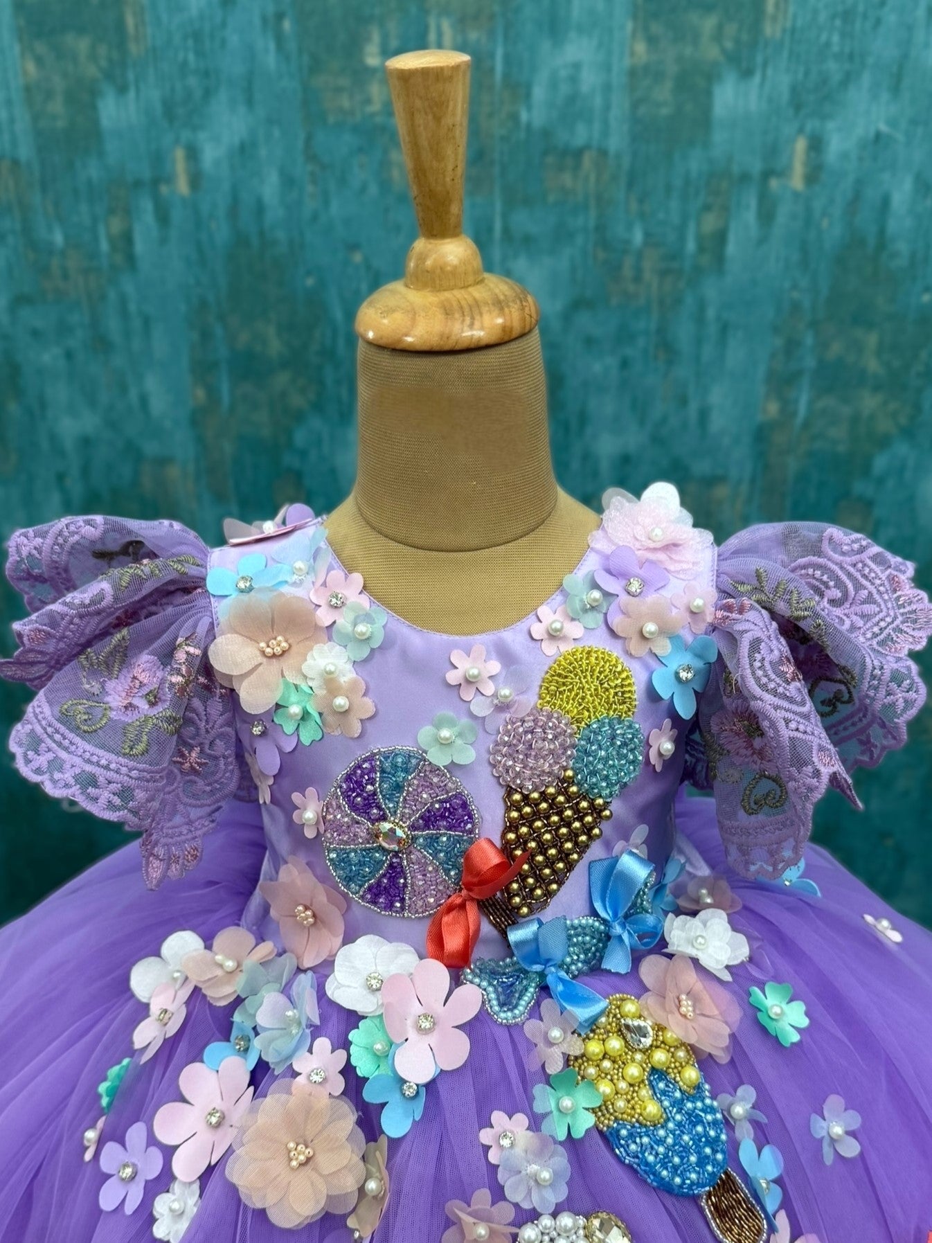 Lavender 3D Candy Garden Handcrafted Princess Ball Gown