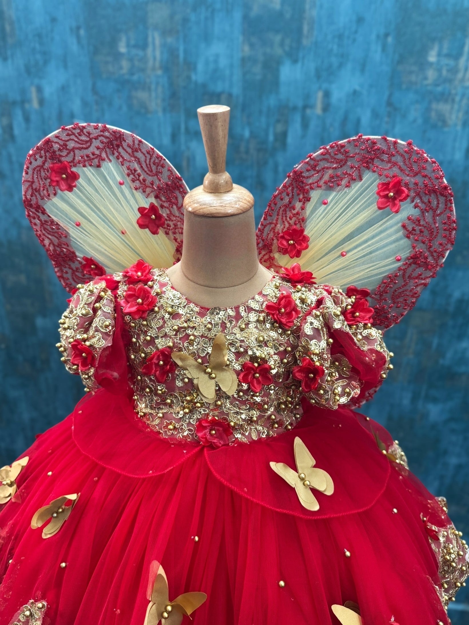 Royal Ruby Flutter 3D Fairy Princess Ball Gown