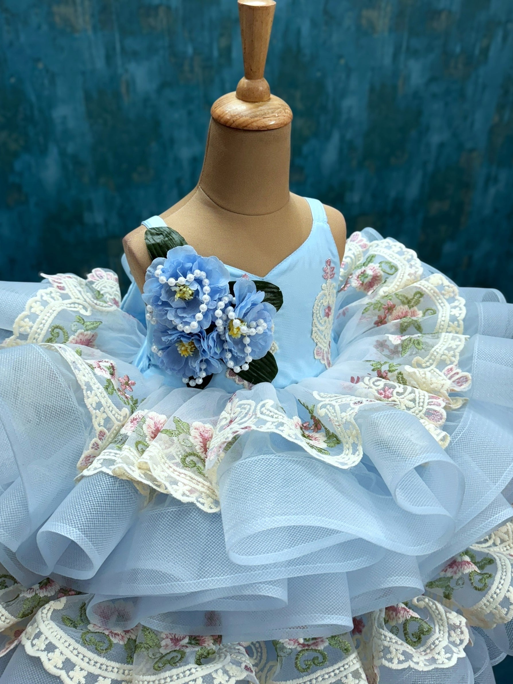 Baby Blue Garden Ruffle Fantasy Princess Dress